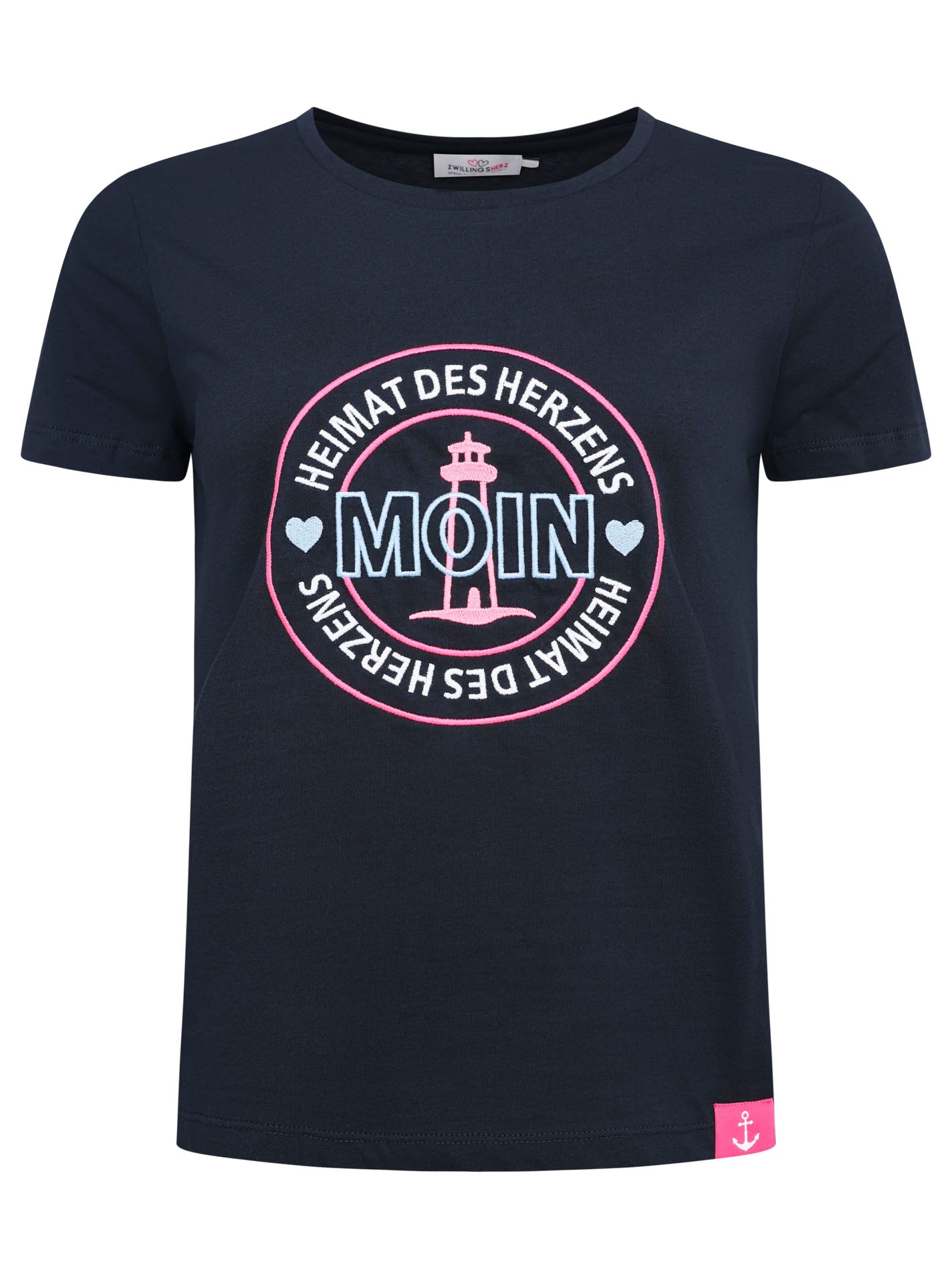 Zwillingsherz T-Shirt »"Heimat des Herzens"«, Stickerei, Kurzarm, Rundhalsausschnitt, maritim