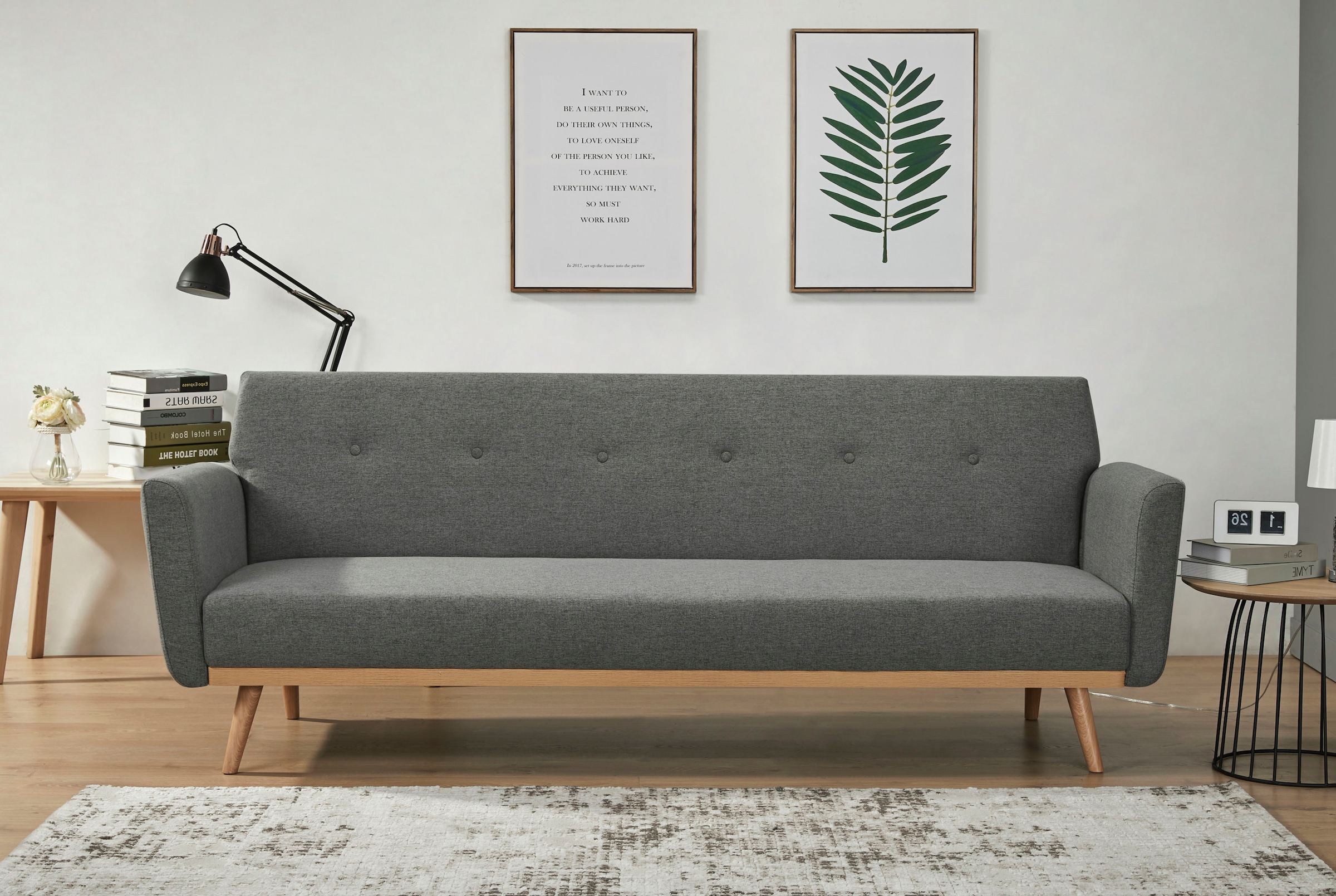 SalesFever Schlafsofa, Knopfheftung an der Rückenfläche