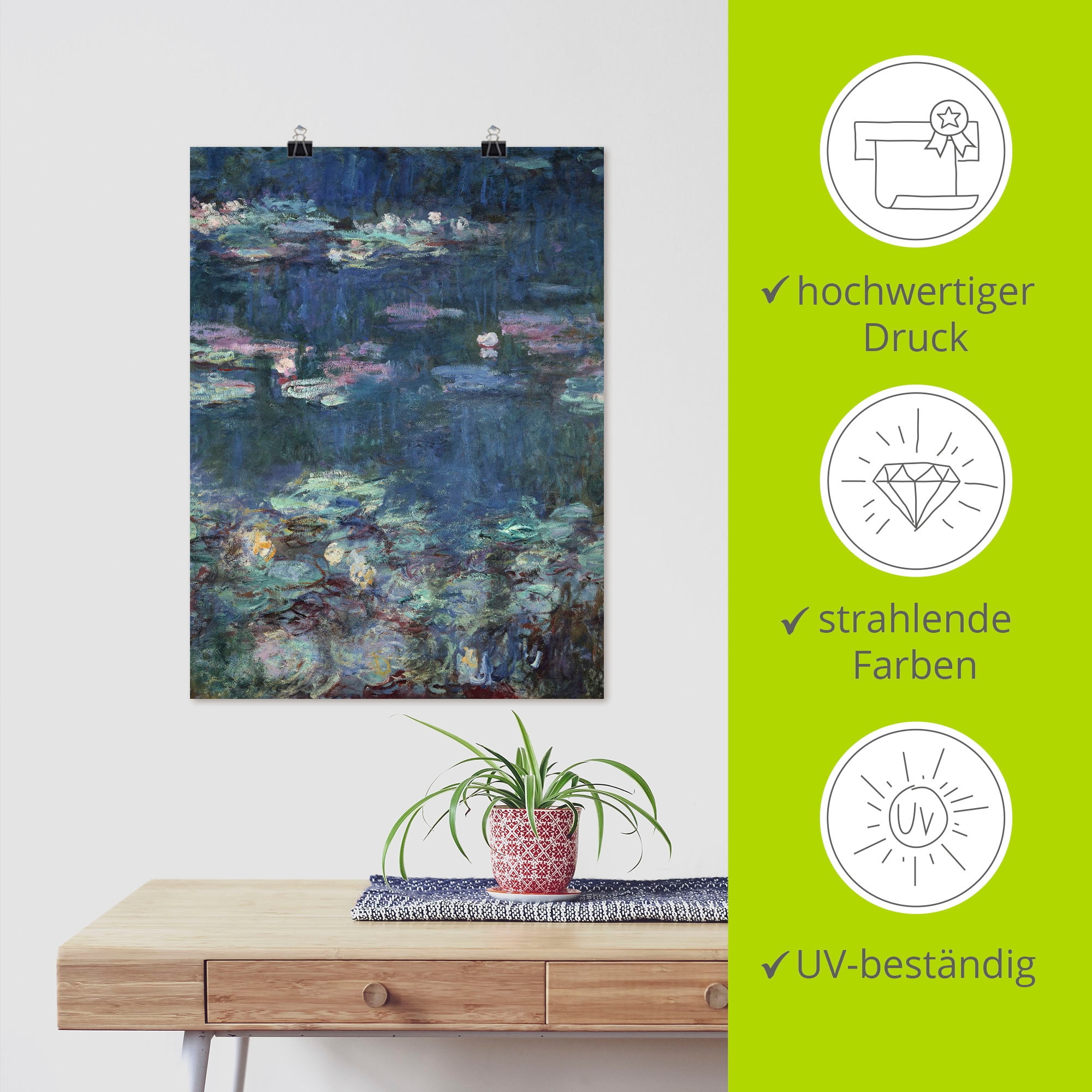 Artland Kunstdruck »Seerosen. Detail.«, Gewässer, (1 St.), als Leinwandbild, Wandaufkleber oder Poster in versch. Größen