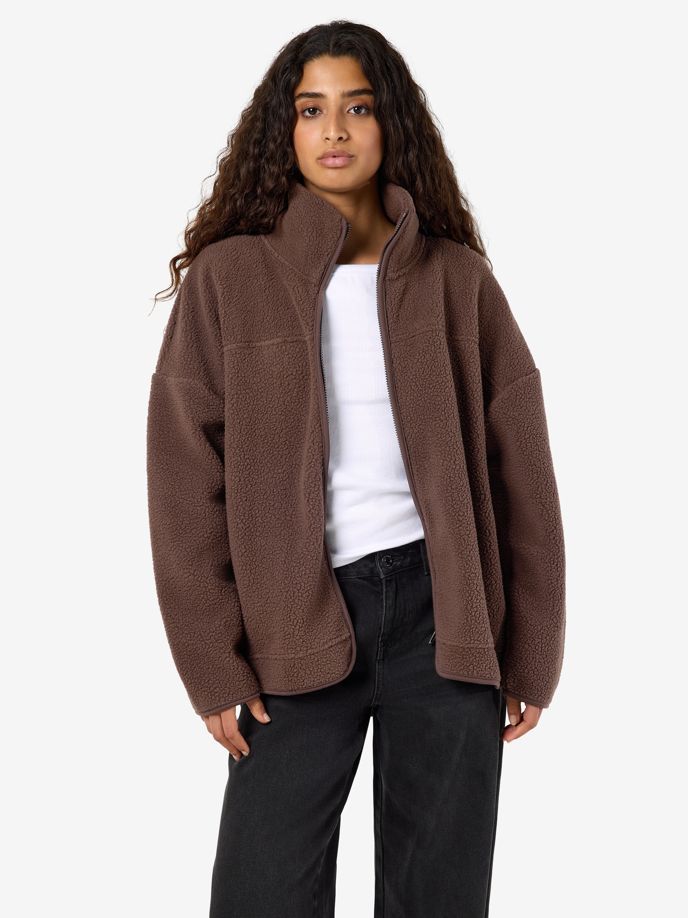 Noisy may Fleecejacke »NMCOZY L/S ZIP SWEATER JRS NOOS« Polyester, relaxed fit