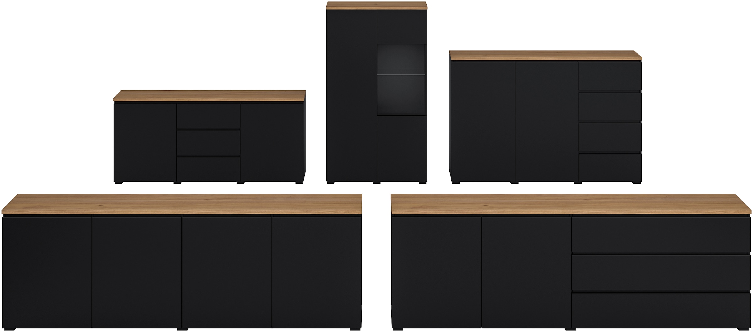 OTTO home Sideboard »Modo, Breite 150 cm, moderne grifflose Kommode 2Türen/3 SK« Schubladenkommode mit viel Stauraum, Einlegeböden verstellbar