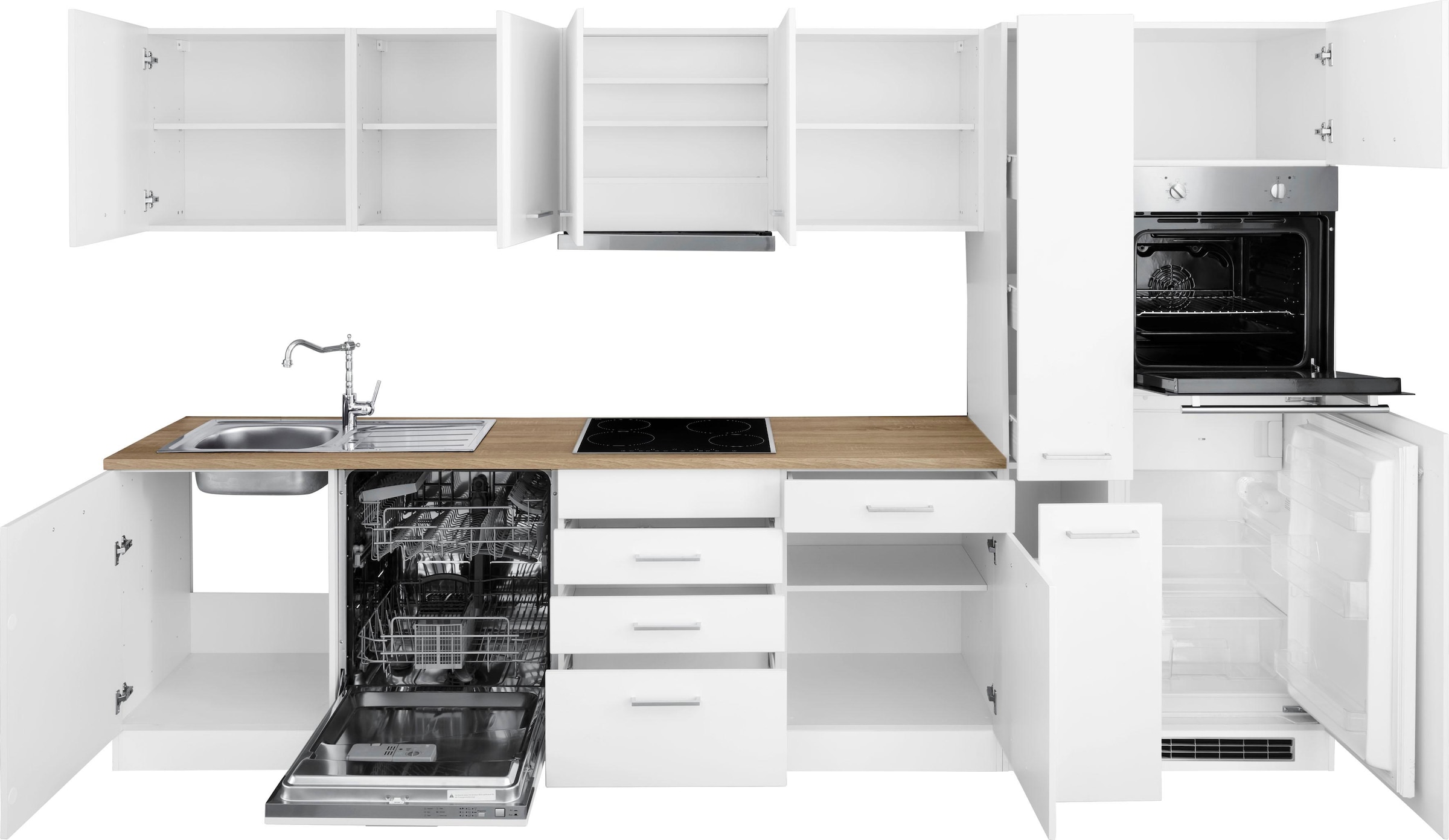 HELD MÖBEL Küchenzeile 330 E-Geräten, Geschirrspüler Kühlschrank mit cm Breite bestellen inkl. »Visby«, und bequem