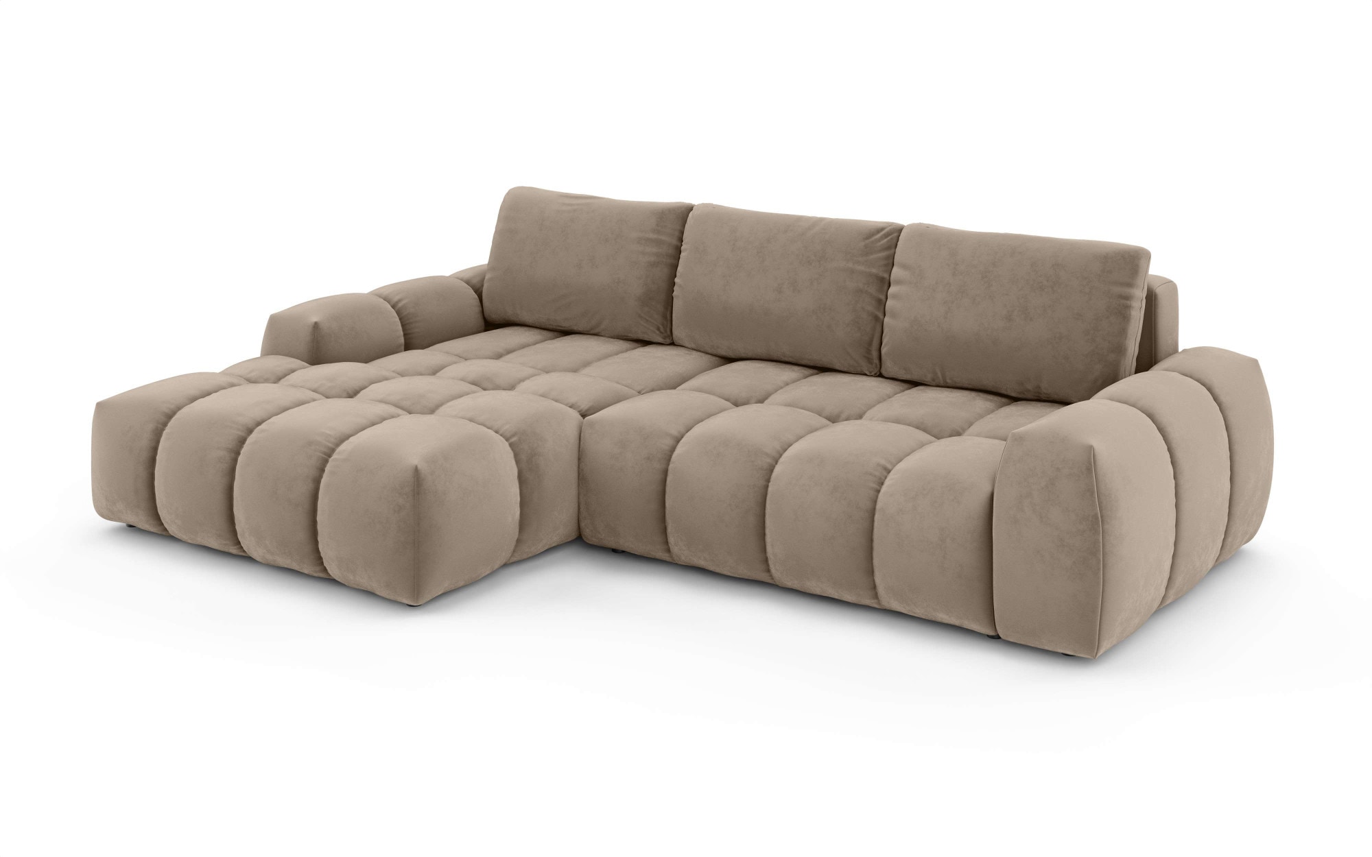 INOSIGN Ecksofa »AZITA klein optionale Schlafsofa mit Bettkasten, B/T/H: 270/166,5/84cm«, L-Form mit Wellenunterfederung, Bubble-Optik