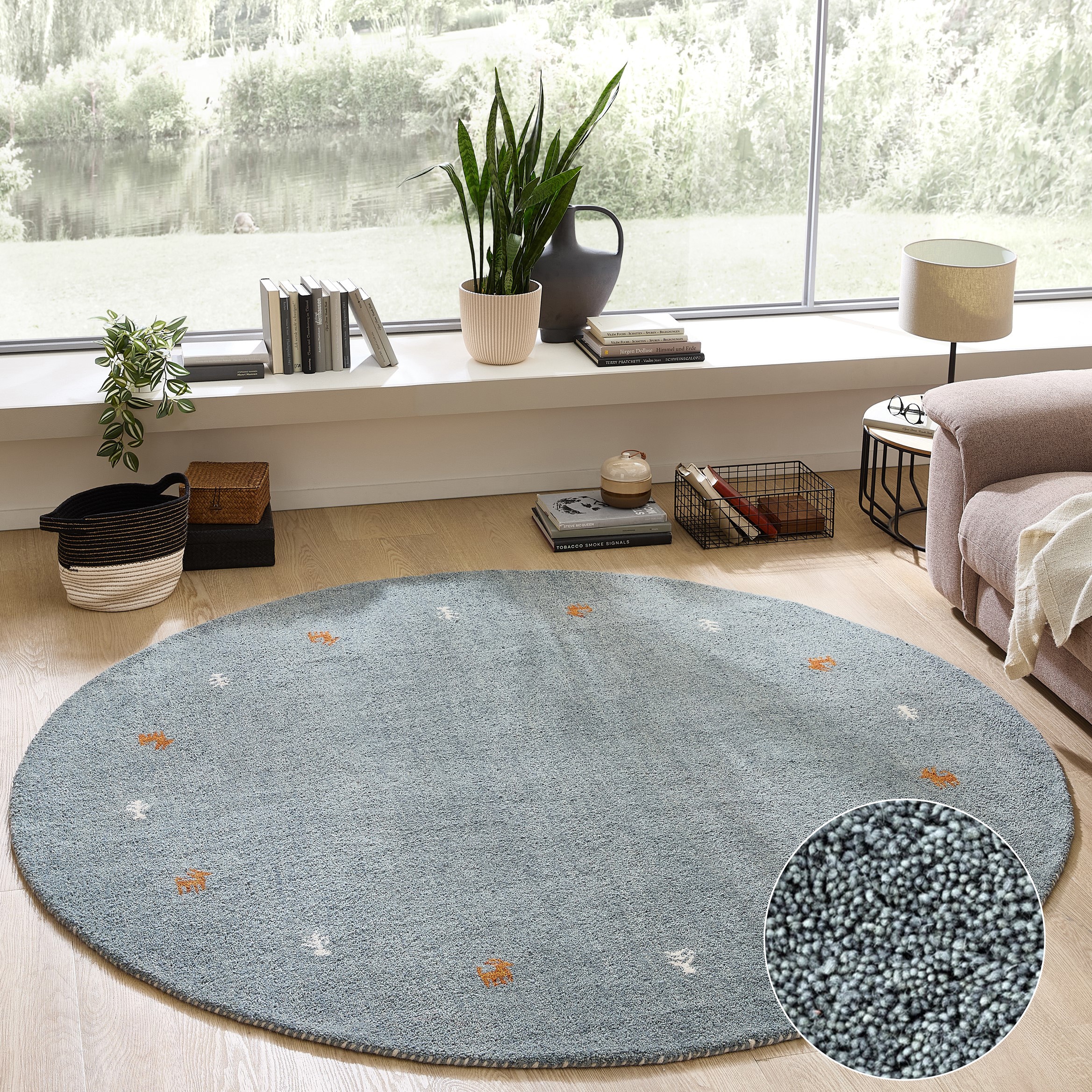 THEKO Wollteppich »Gabbeh Motiv, Handgefertigt, Teppich, Tiermotiv,  reine Wolle,« rund 14 mm Höhe reine Wolle, Wohnzimmer, Schlafzimmer, Esszimmer