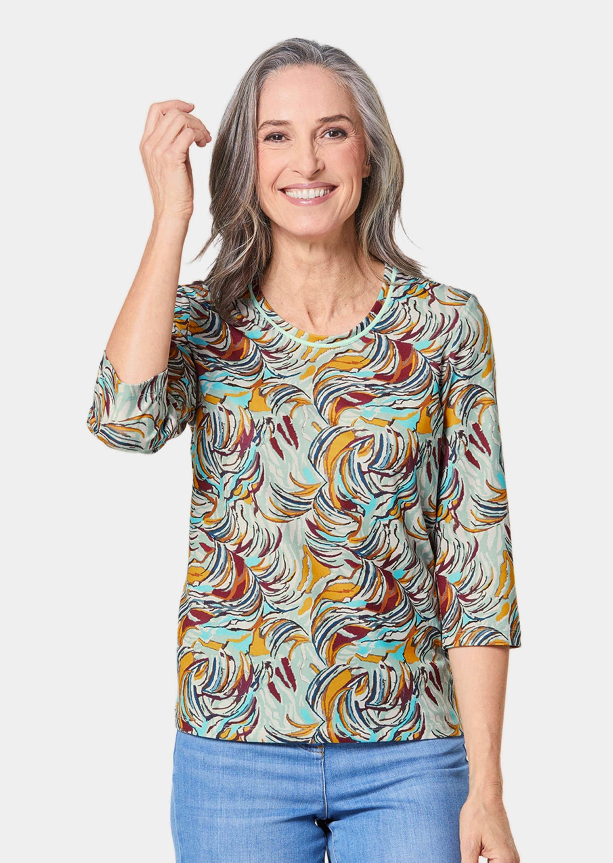 GOLDNER Print-Shirt »Kurzgröße Druckshirt in kraftvollen Farben«