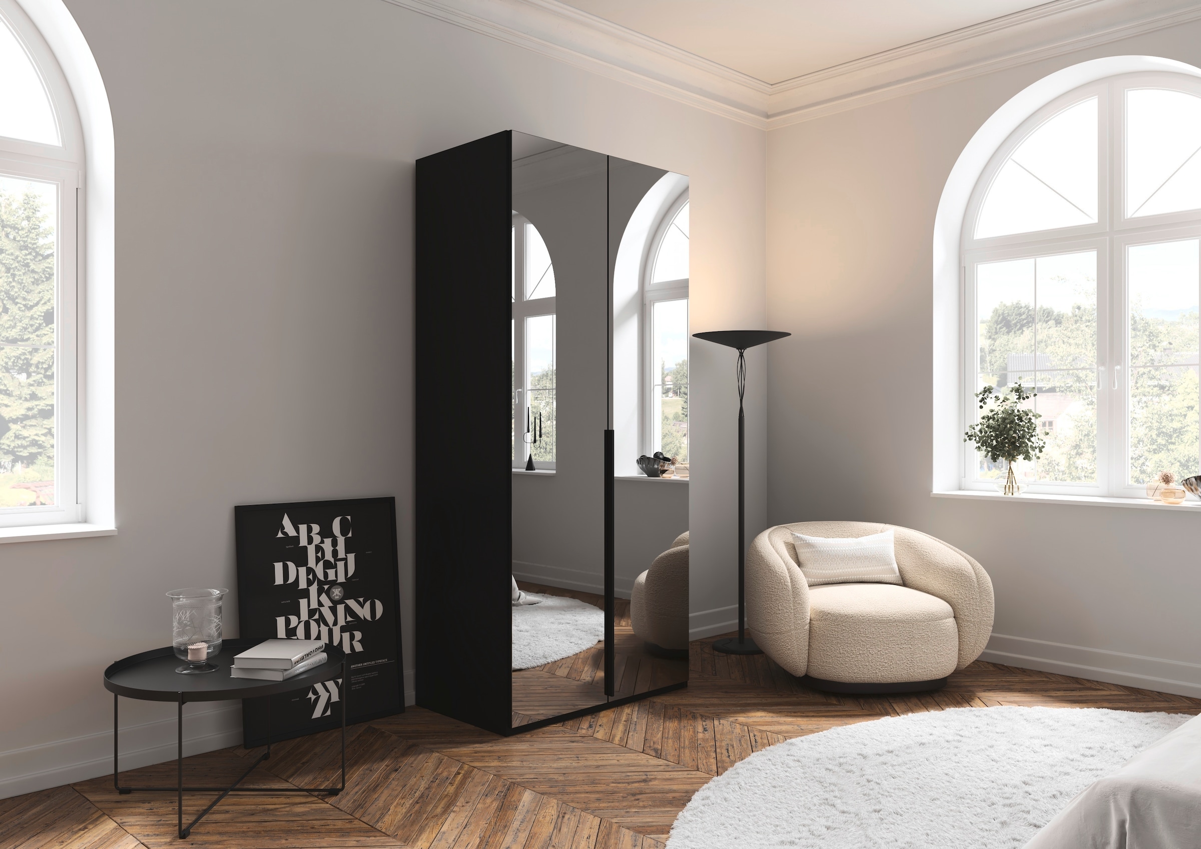 LeGer Home by Lena Gercke Kleiderschrank »Schrank Garderobe Ankleide Schlafzimmer Flur SERINA Eyecatcher«, (in 3 verschiedenen Ausstattungen BASIC/CLASSIC/PREMIUM), in 6 Breiten (101 - 401 cm) mit Front Glas oder Dekor MADE IN GERMANY