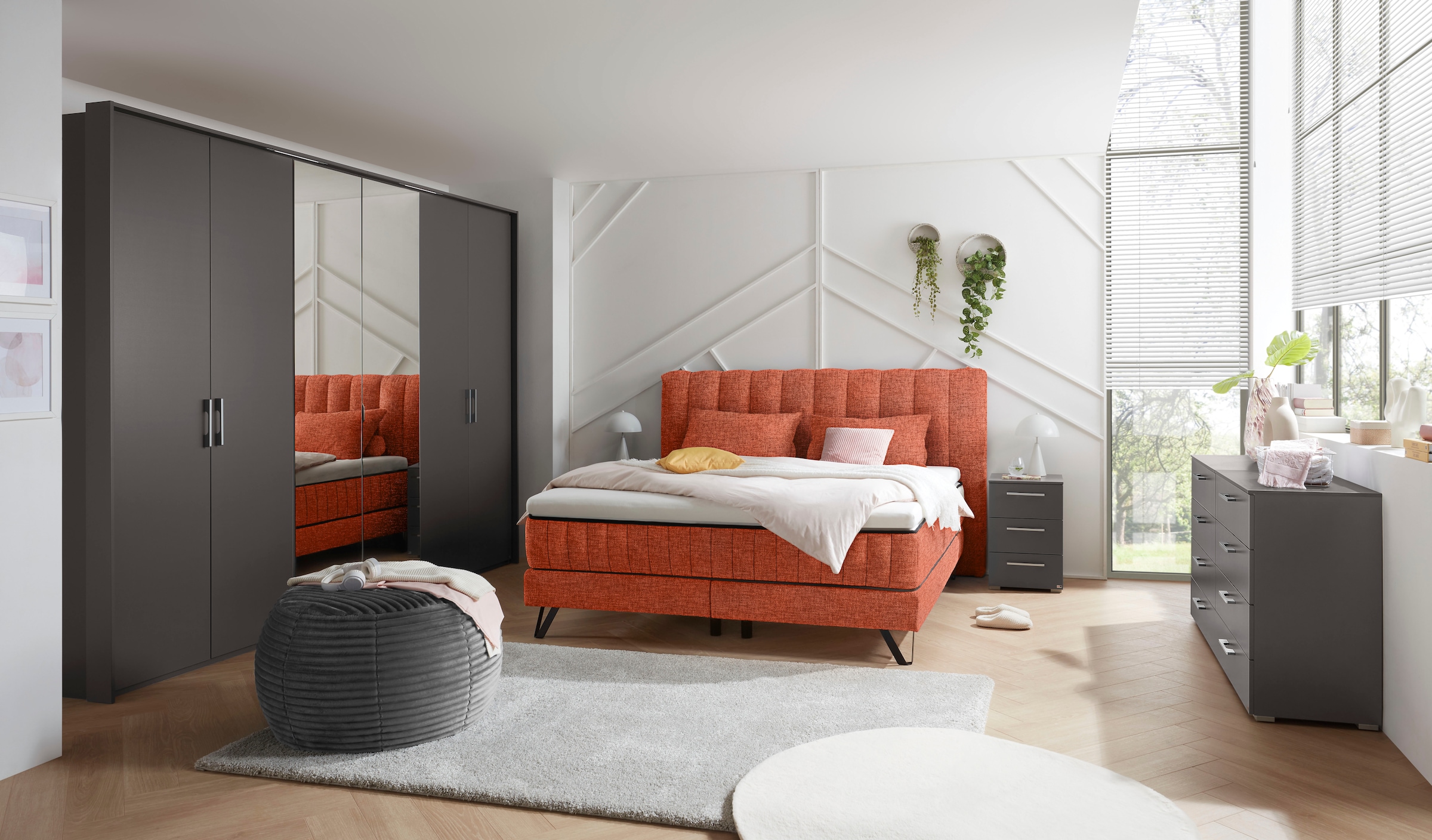 set one by Musterring Boxspringbett »Baldwin« Liegefläche 180 x 200 cm, Duo-Matratze, Kopfteil mit Steifensteppung