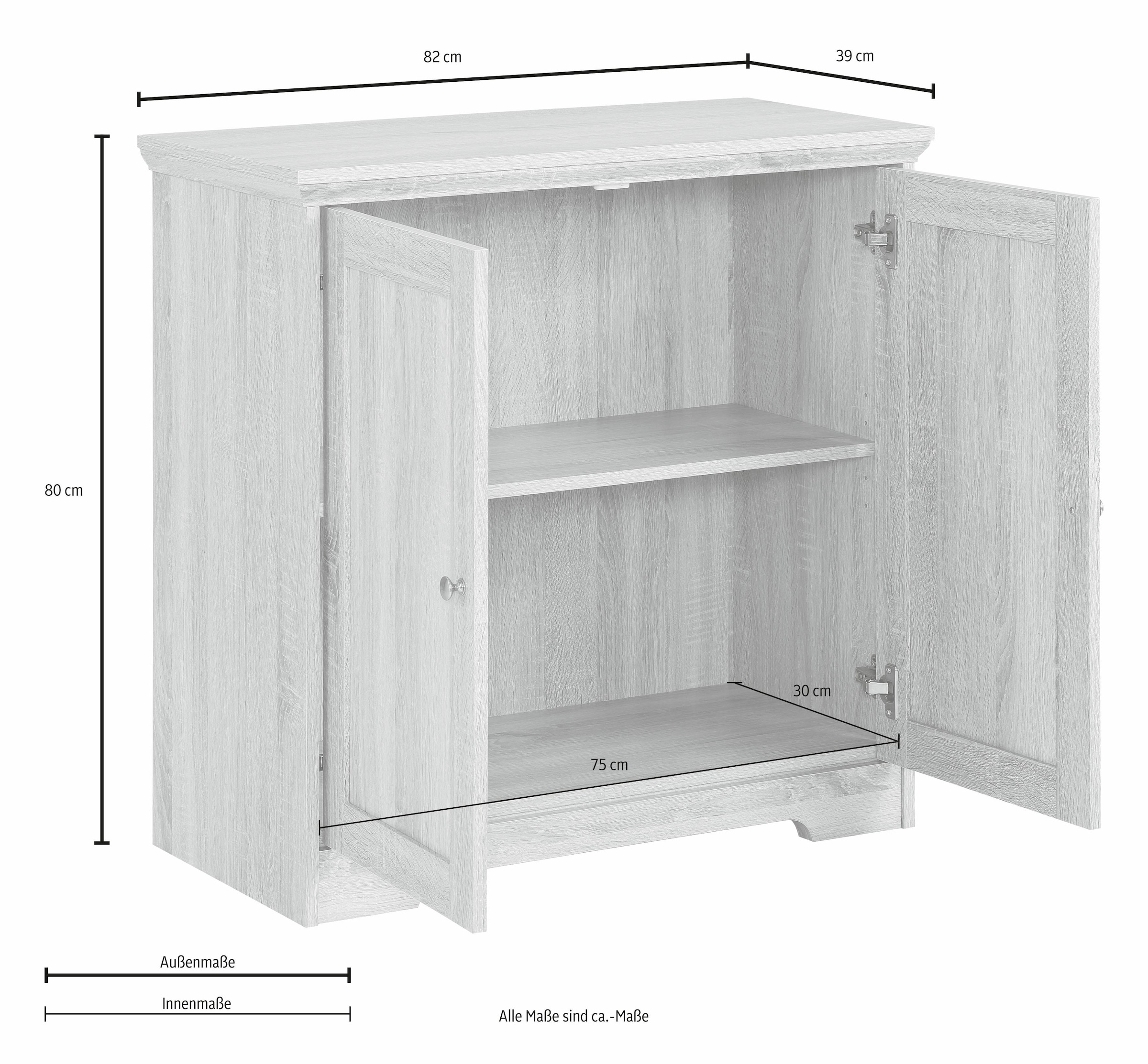 OTTO home Sideboard »Nanna« Kommode mit einer Folien Oberfläche in Eiche-Optik, Breite 80 cm