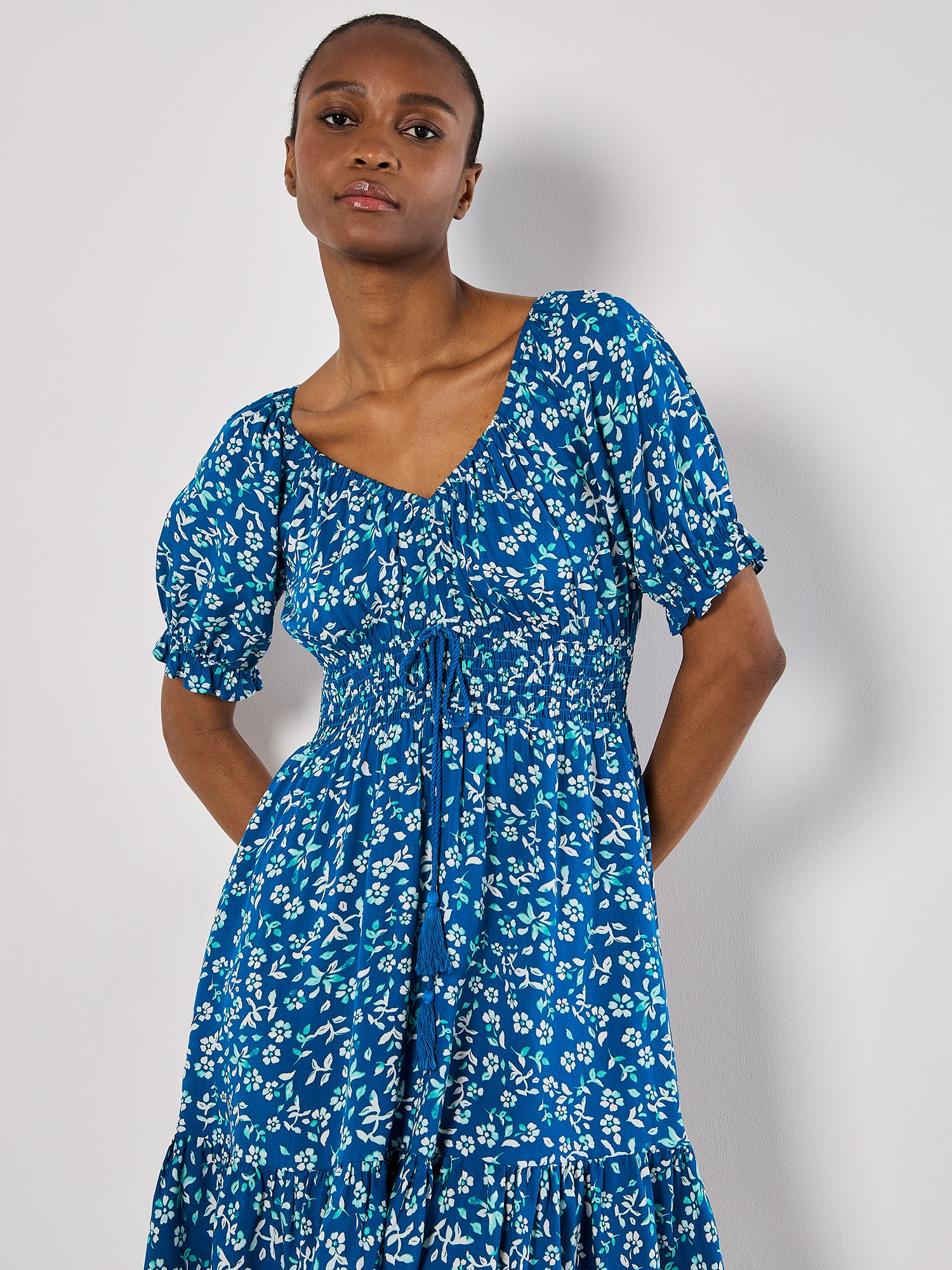 Apricot Minikleid »Minikleid« mit Blumenmuster und Bardot-Ausschnitt
