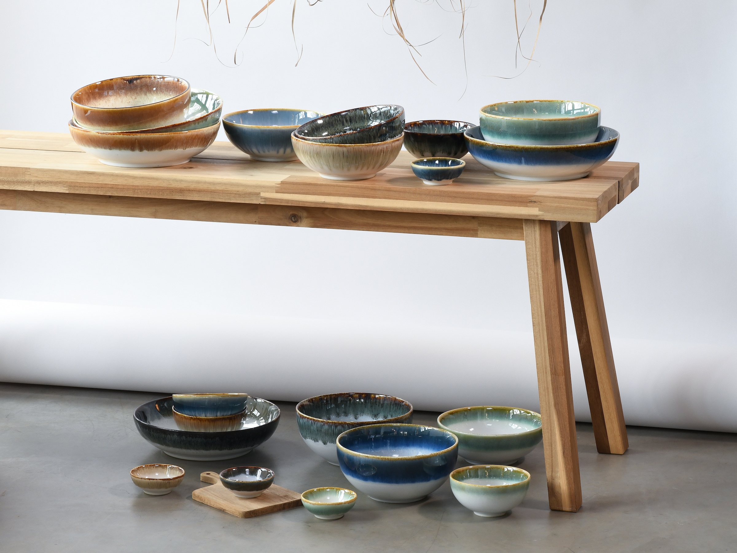 CreaTable Schale »Cascade, Bowl Set 12-tlg« 12 Stk. aus Steinzeug Rekativglasur, Healthy Food