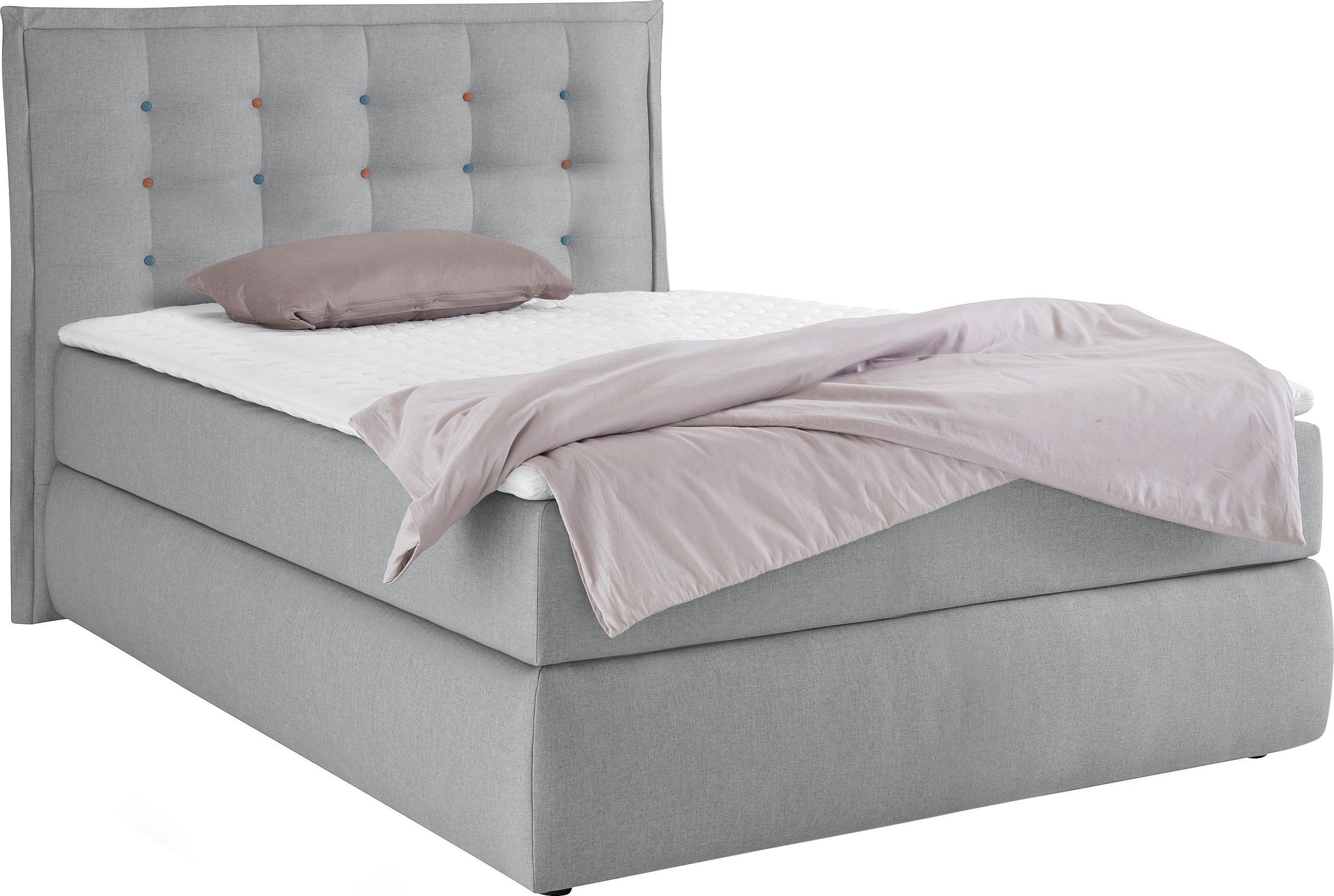INOSIGN Boxspringbett »Sagres«, Kopfteil mit 2farbiger Flatterbiese und zweifarbigen Knöpfen