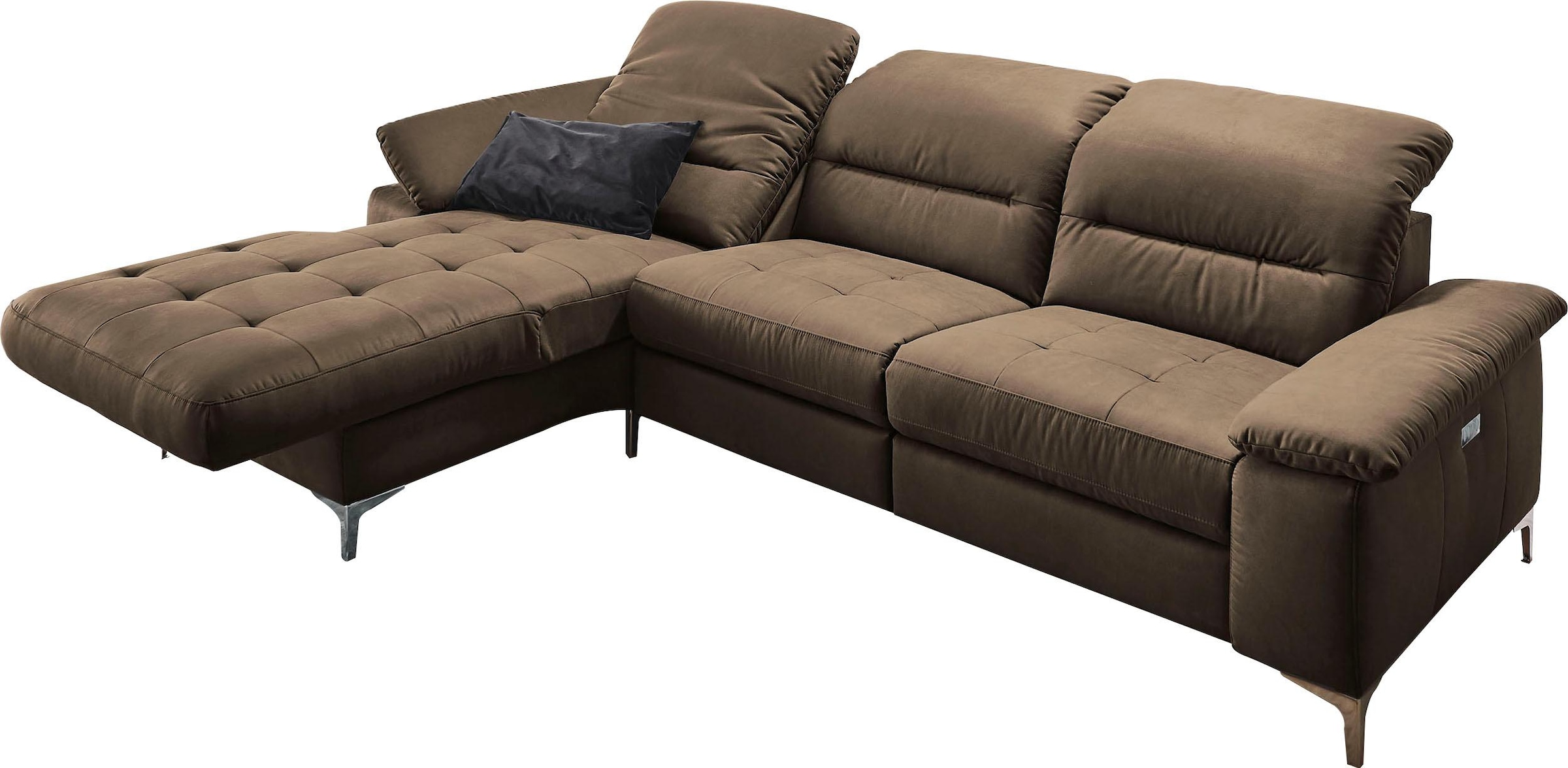 Places of Style Ecksofa »Basel L-Form«, mit vollmotorischer Relaxfunktion und motorischer Recamiere