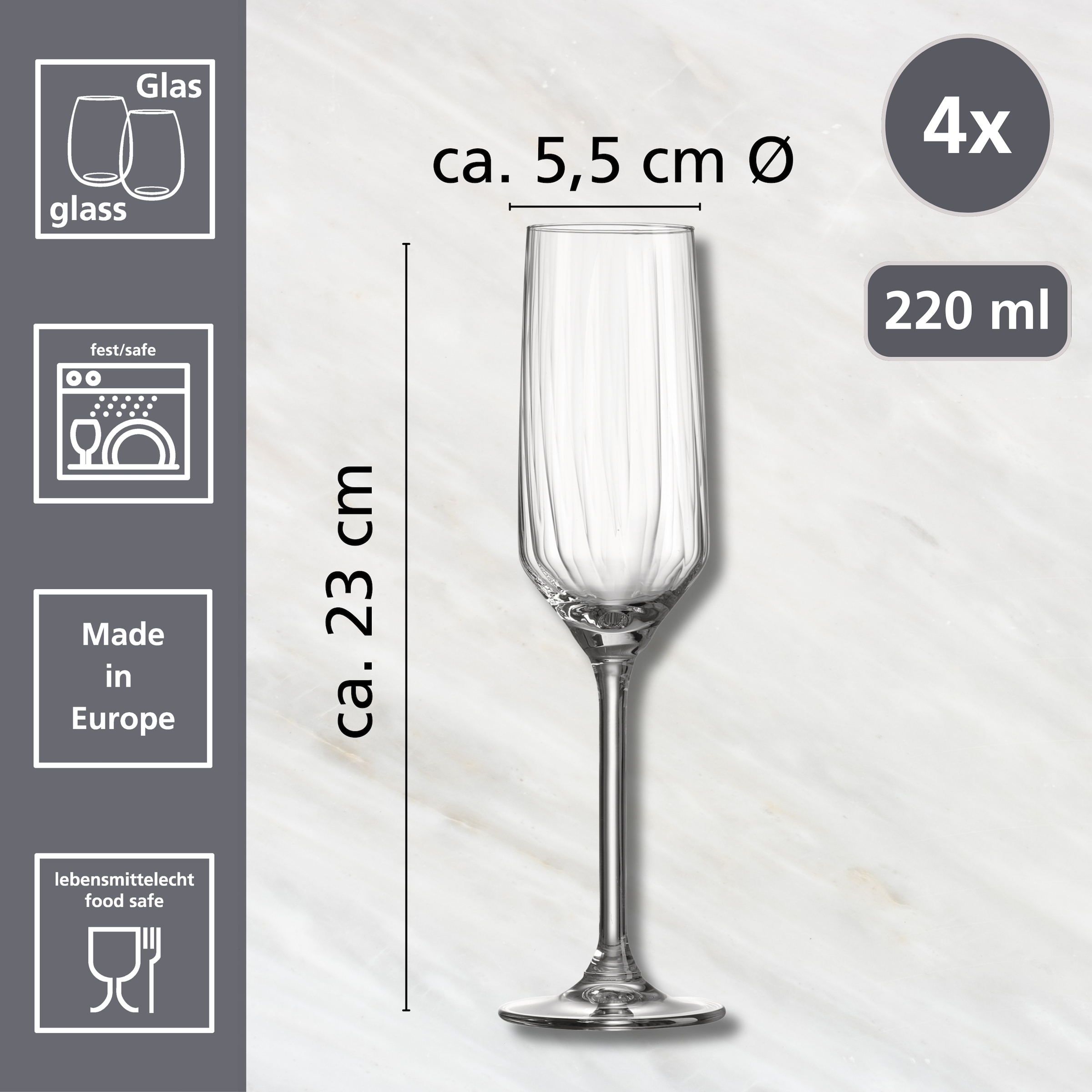 Ritzenhoff & Breker Sektglas »Jive« 4er Set, je 220 ml