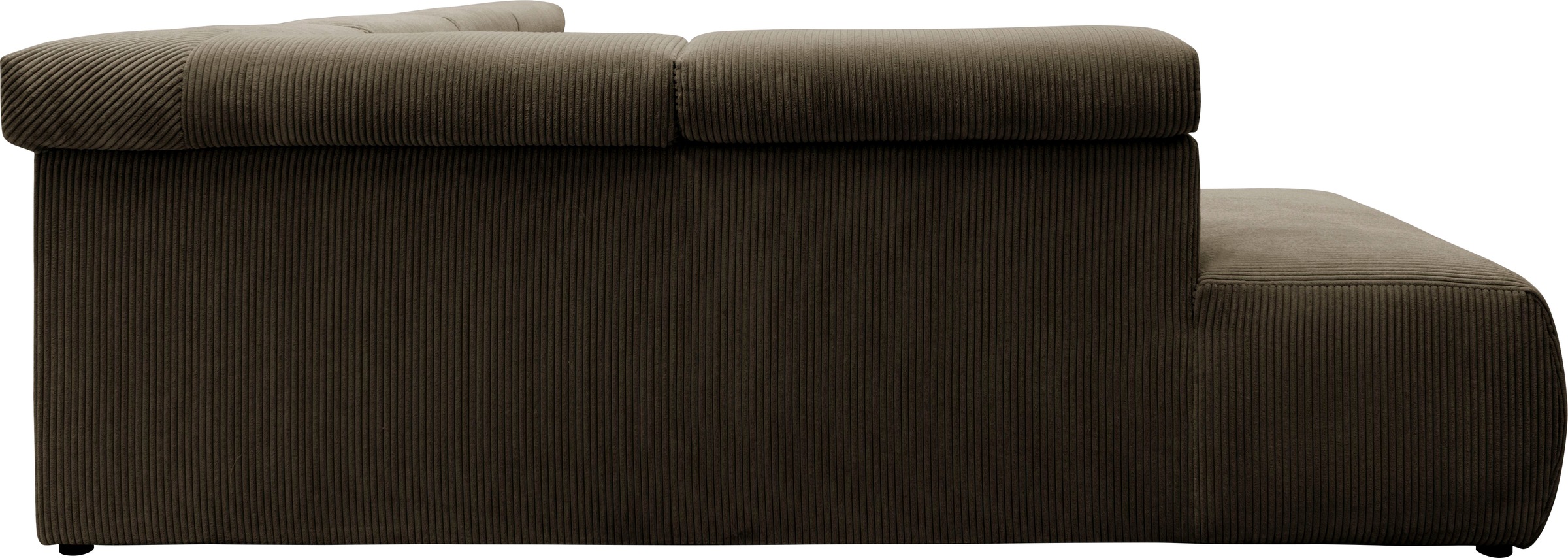 DOMO collection Wohnlandschaft »Brandon, belastbar bis 140kg/ Sitz, B/T: 359/228 cm, U-Form«, ohne Sitztiefenverstellung, Cord, schlamm