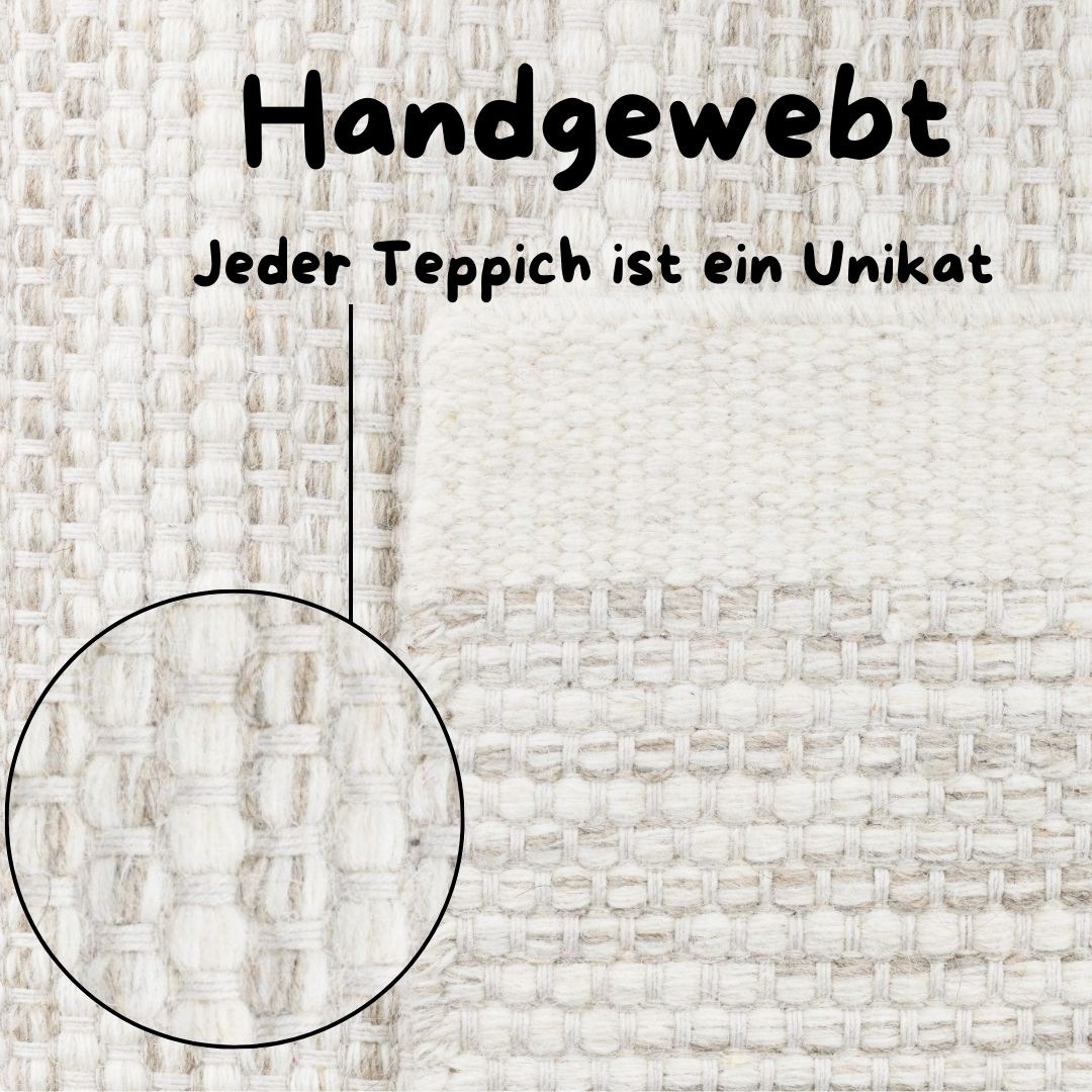 my home Wollteppich »Woolscape«, rechteckig, 10 mm Höhe, Wendeteppich, handgewebte Qualität, meliert, reine Wolle, Wohnzimmer