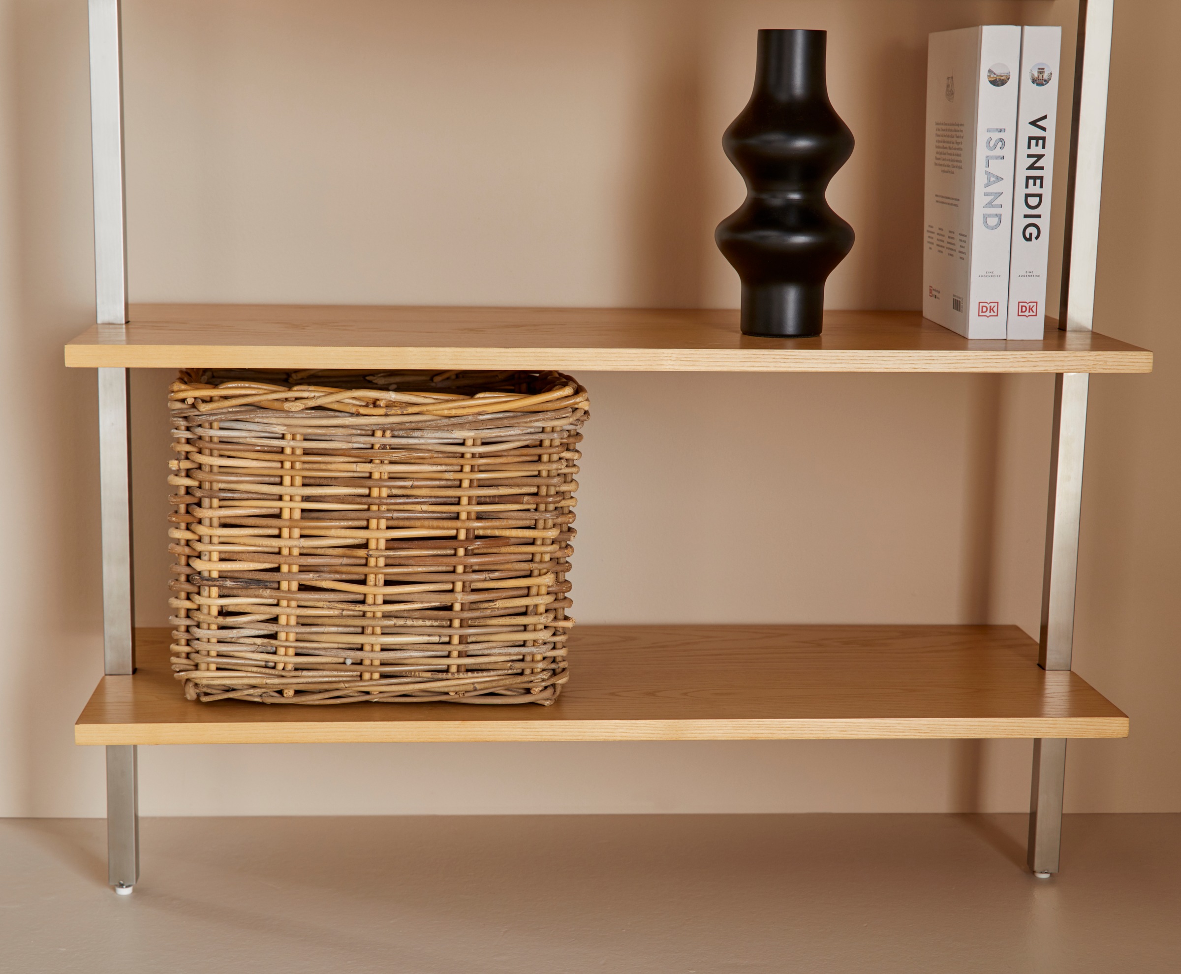 LeGer Home by Lena Gercke Ablageregal »Aninnar«, fünf Einlegeböden aus Eschenholzfurnier, Gestell aus Edelstahl