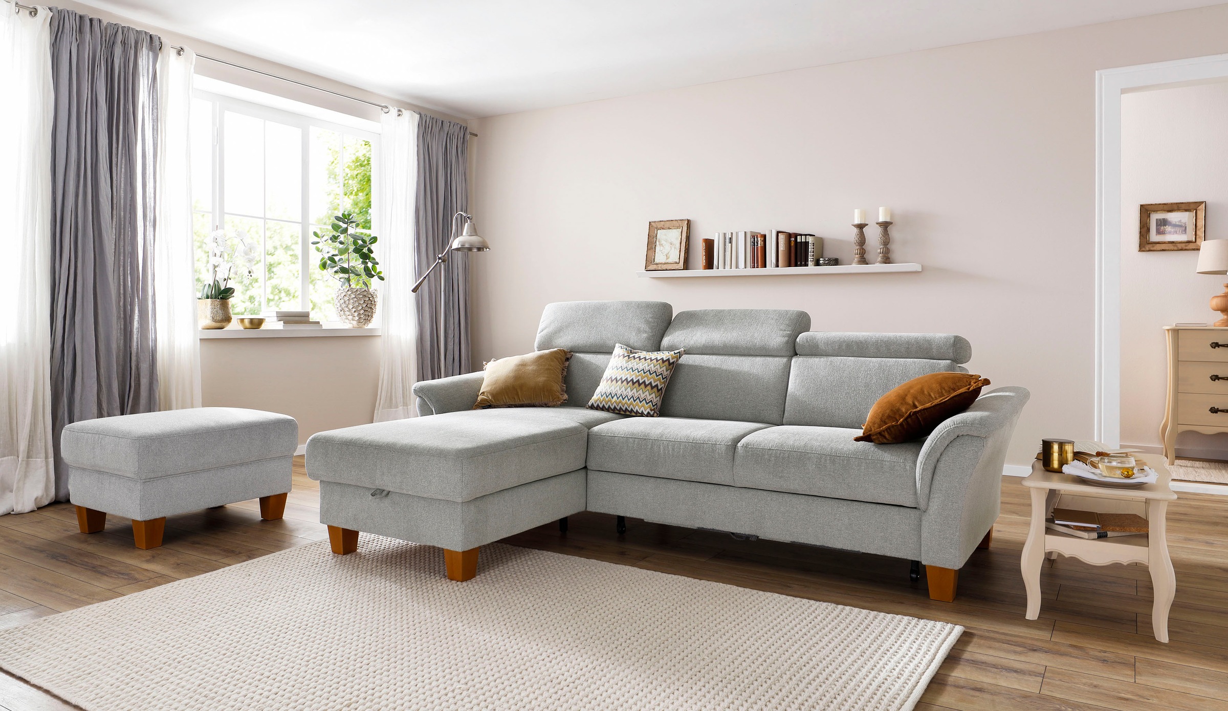 Home affaire Ecksofa »Conville L-Form«, Federkern, wahlweise mit Bettfunktion und Bettkasten bzw. Stauraum