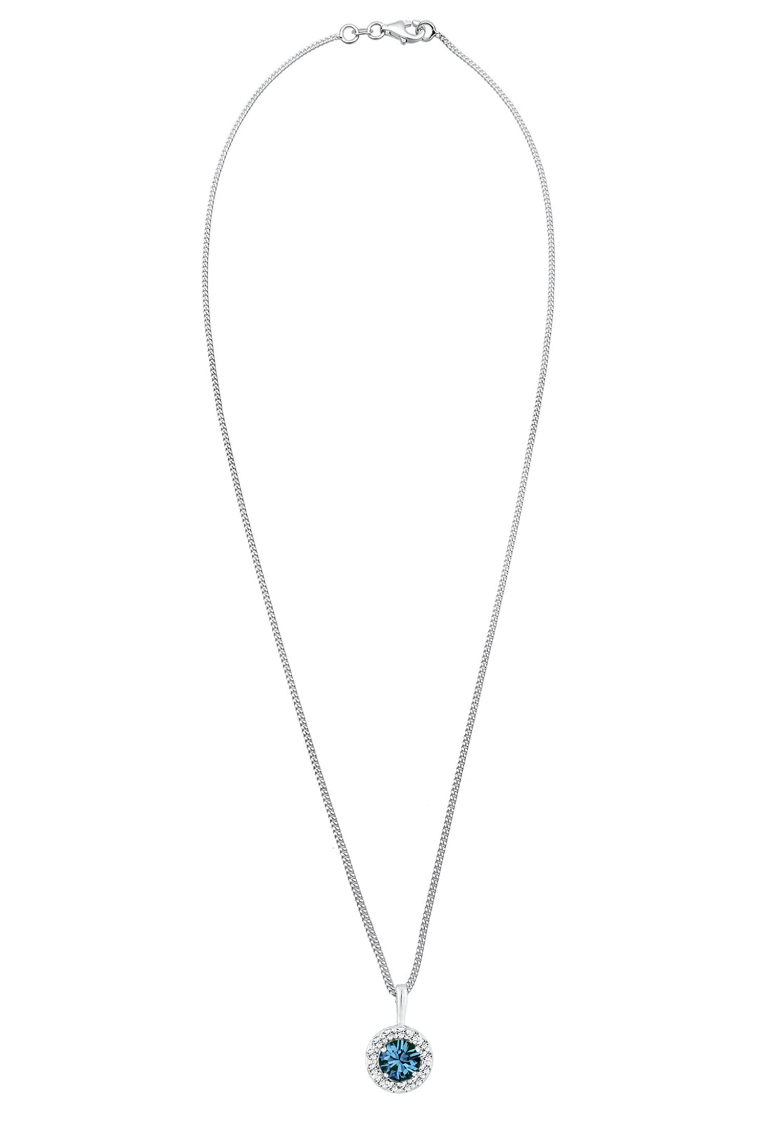 Elli Silberkette »Halskette Rund Solitär Glas Kristalle Blau 925 Sterling Silber«