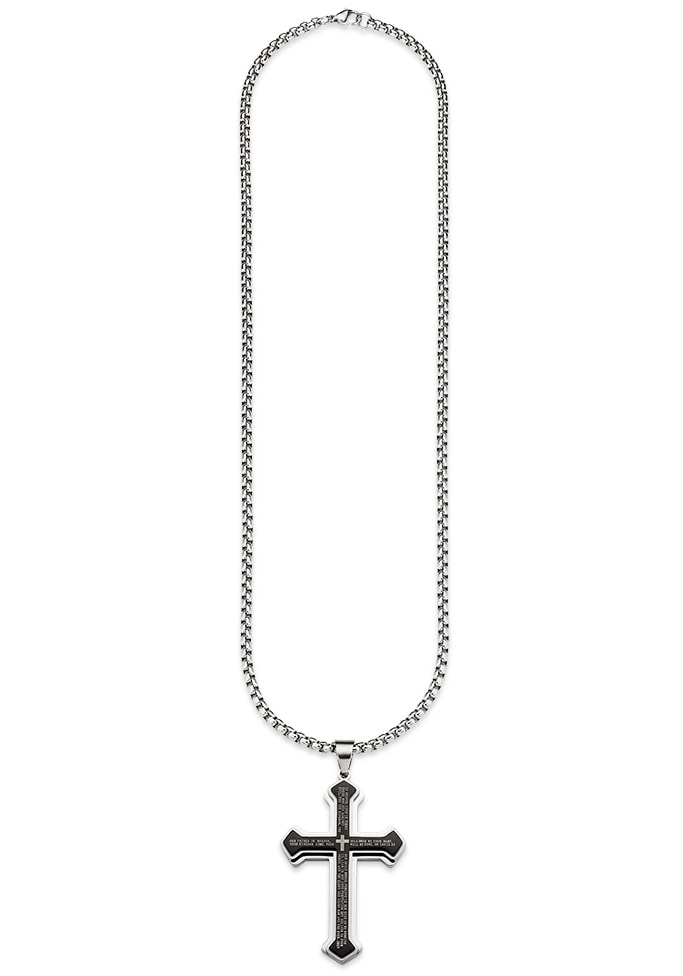 Bruno Banani Kette mit Anhänger »Schmuck Geschenk Halskette Kreuz Venezianerkette Silber Schwarz«