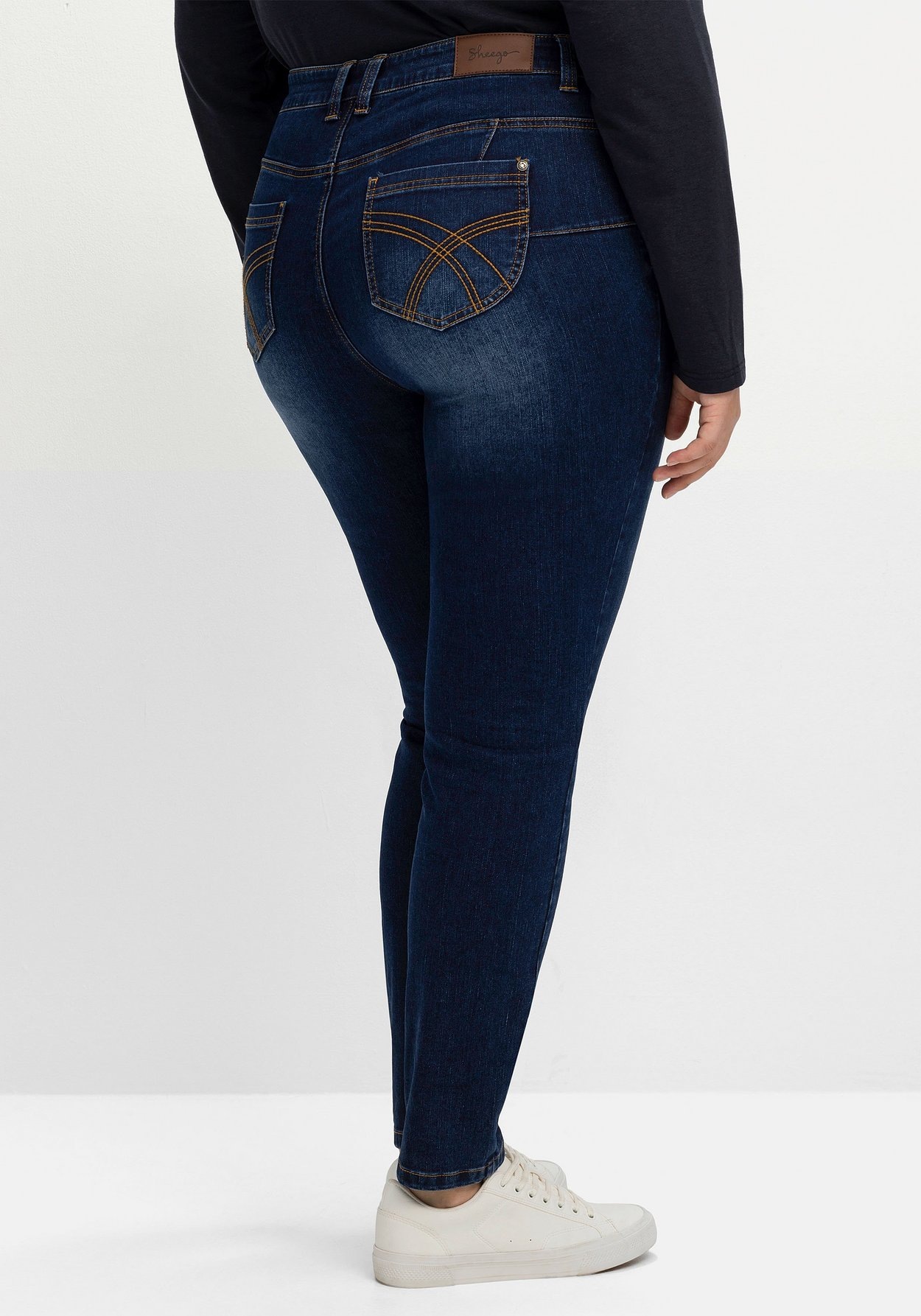 Sheego Stretch-Jeans »Jeans für sehr schmale Beine und mehr Bauch«