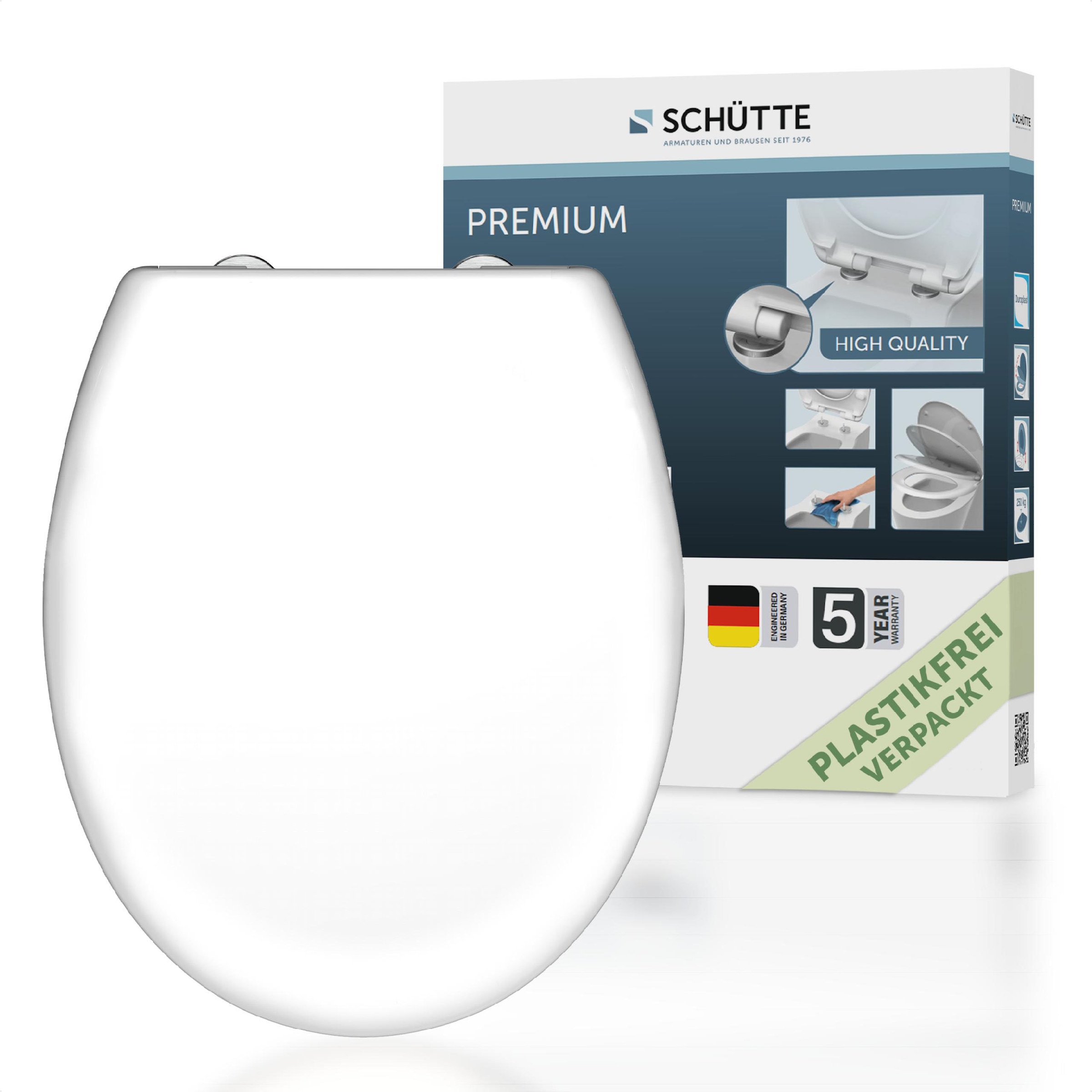 Schütte WC-Sitz "WHITE" Duroplast, mit Absenkautomatik und Schnellverschluss