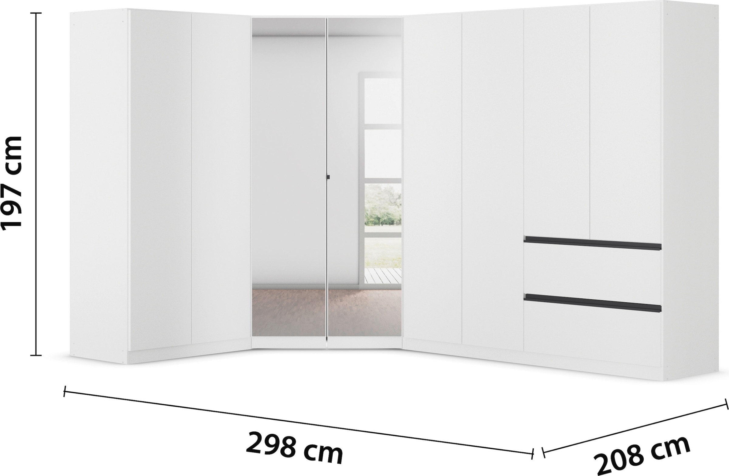 rauch Schrank-Set »Kleiderschrank Schrank Garderobe Wäscheschrank COSTA mit Spiegel«, viel Platz, grifflose Front und Push-to-Open Funktion MADE IN GERMANY