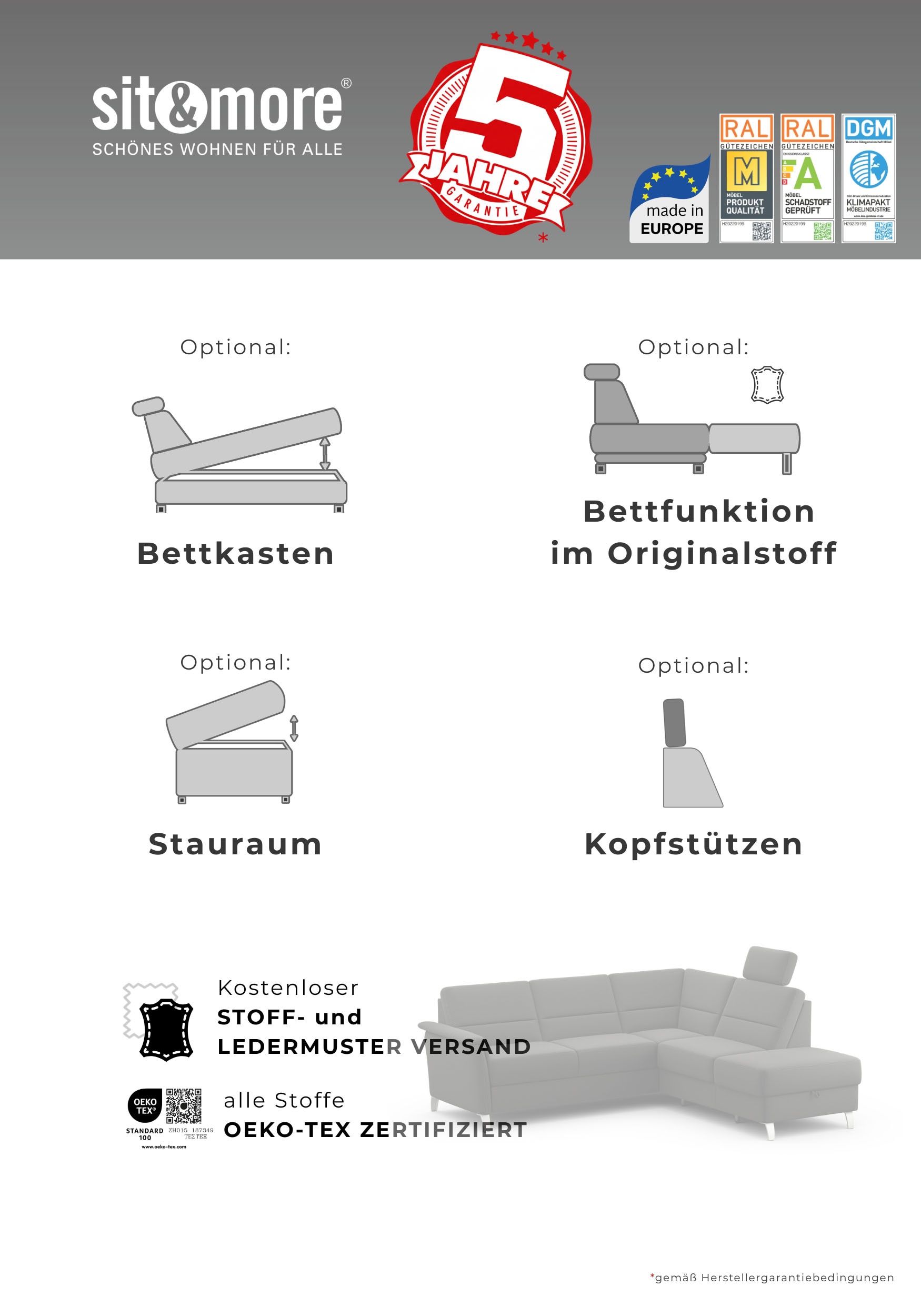 sit&more 2-Sitzer »Palmera, B: 149 cm« mit Federkern