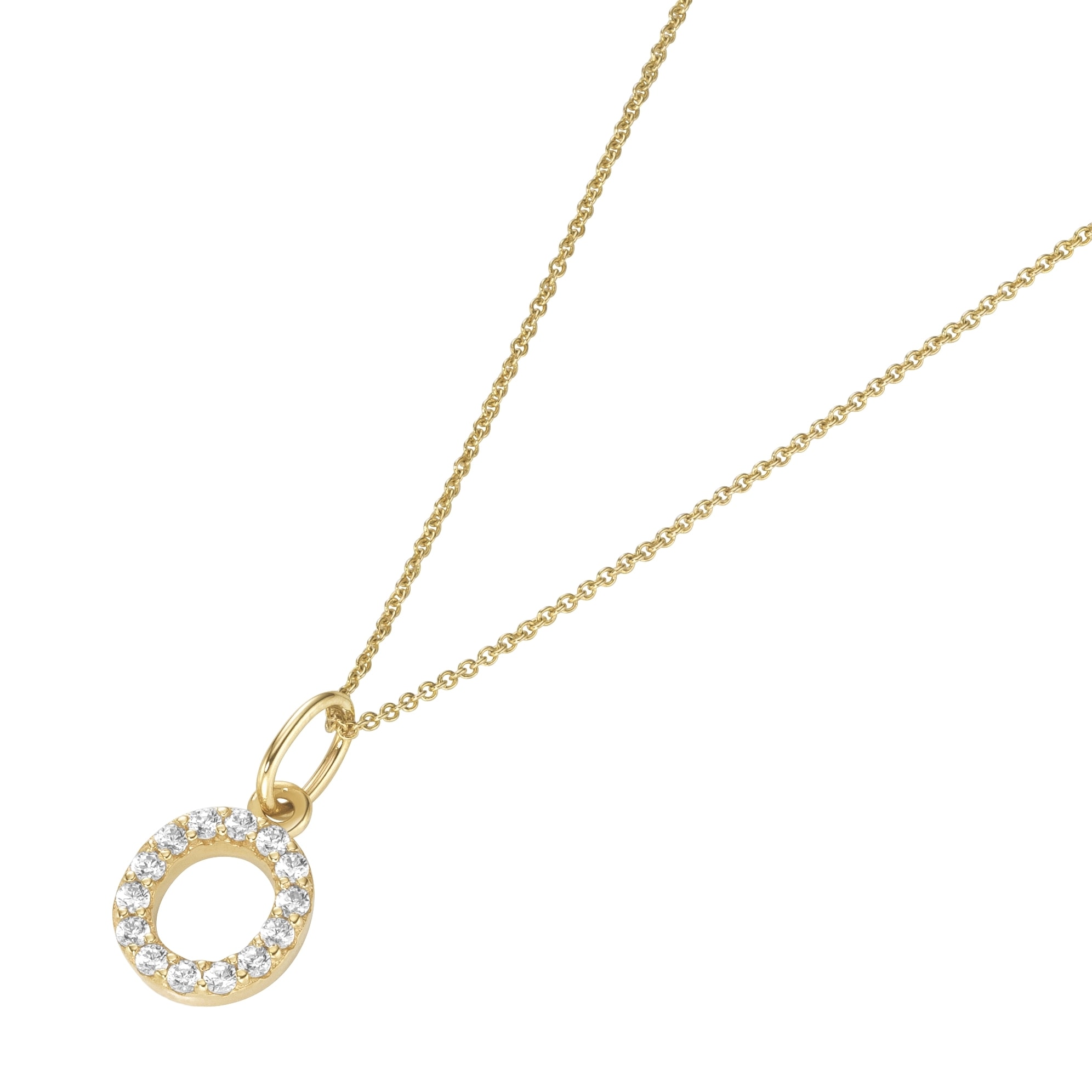 Luigi Merano Kette mit Anhänger »Kette Anhänger Buchstabe O mit Zirkonia, Gold 375«