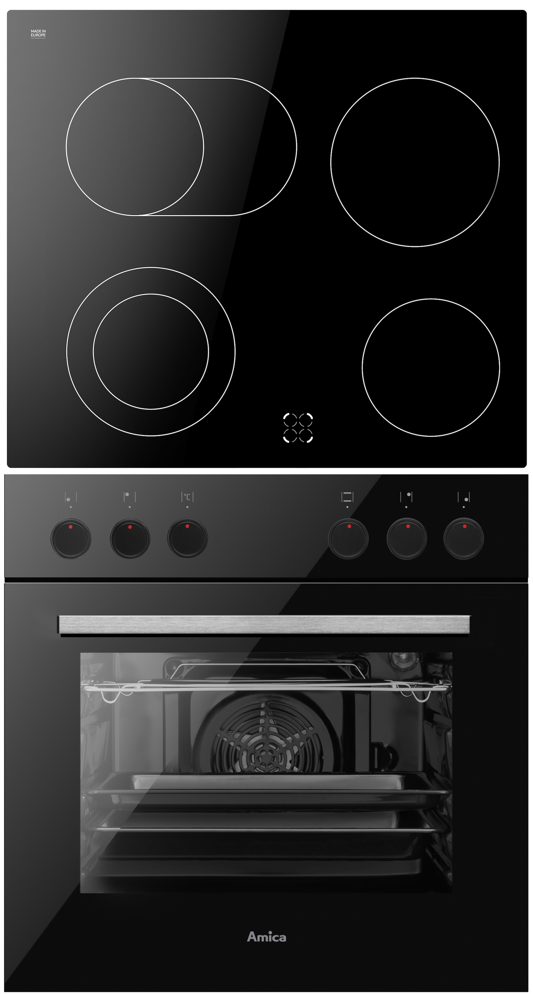 Amica Elektro-Herd-Set »EHC 933 331 S« Steam Clean Sicher kochen, flexibel backen – alles im Griff!