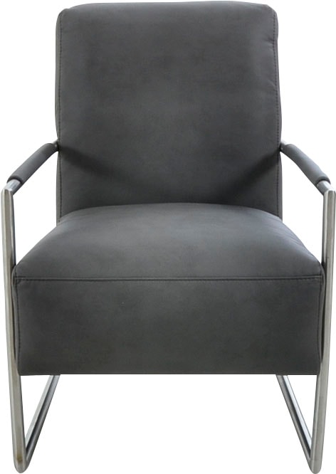 K+W Komfort & Wohnen Cocktailsessel, mit bezogenen Armlehnen, Gestell in Metall Edelstahloptik