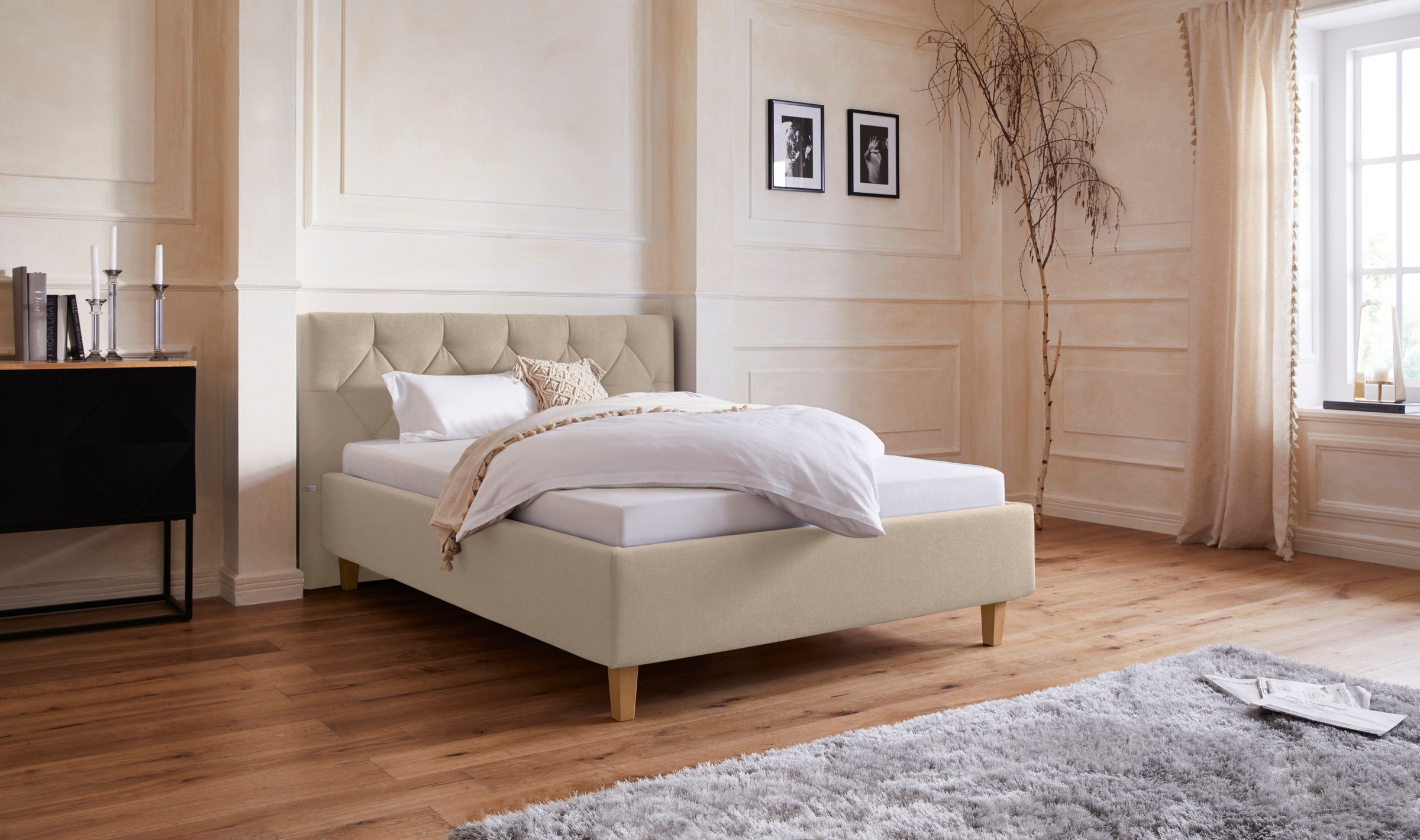 Guido Maria Kretschmer Home&Living Polsterbett »Sunley 100«, Kreuzsteppung, Kopfteilhöhe 102 cm, ohne oder mit Matratze/Lattenrost