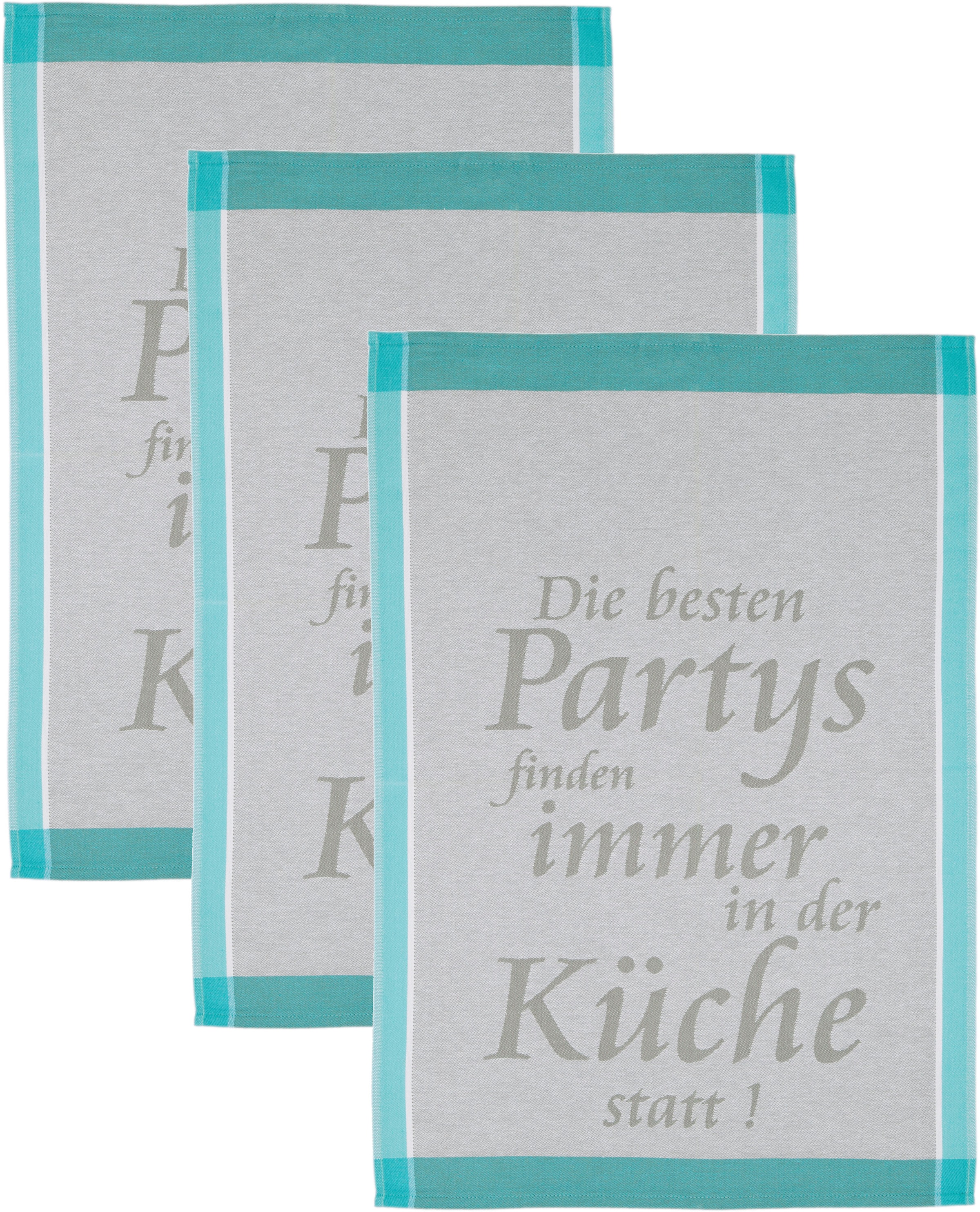 ROSS Geschirrtuch "Die Besten Partys finden immer in der Küche statt" Sprüchetuch, aus 100% Baumwolle