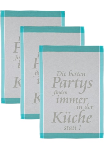 Geschirrtuch »Die Besten Partys finden immer in der Küche statt«, (Set, 3 tlg.)