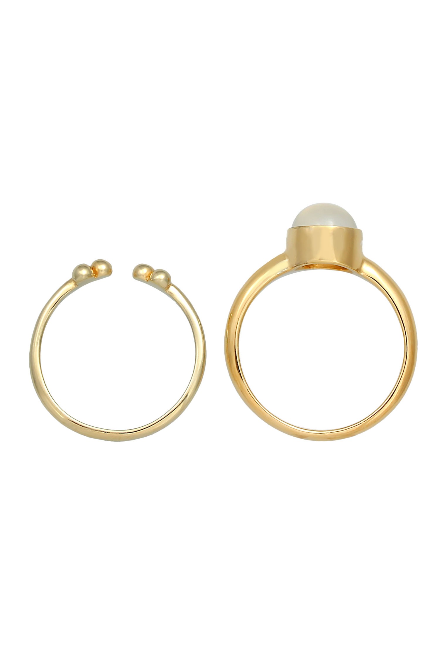 Elli Premium Ring-Set »Ring Mondstein Rund Kugel 2er Set 925 Silber«