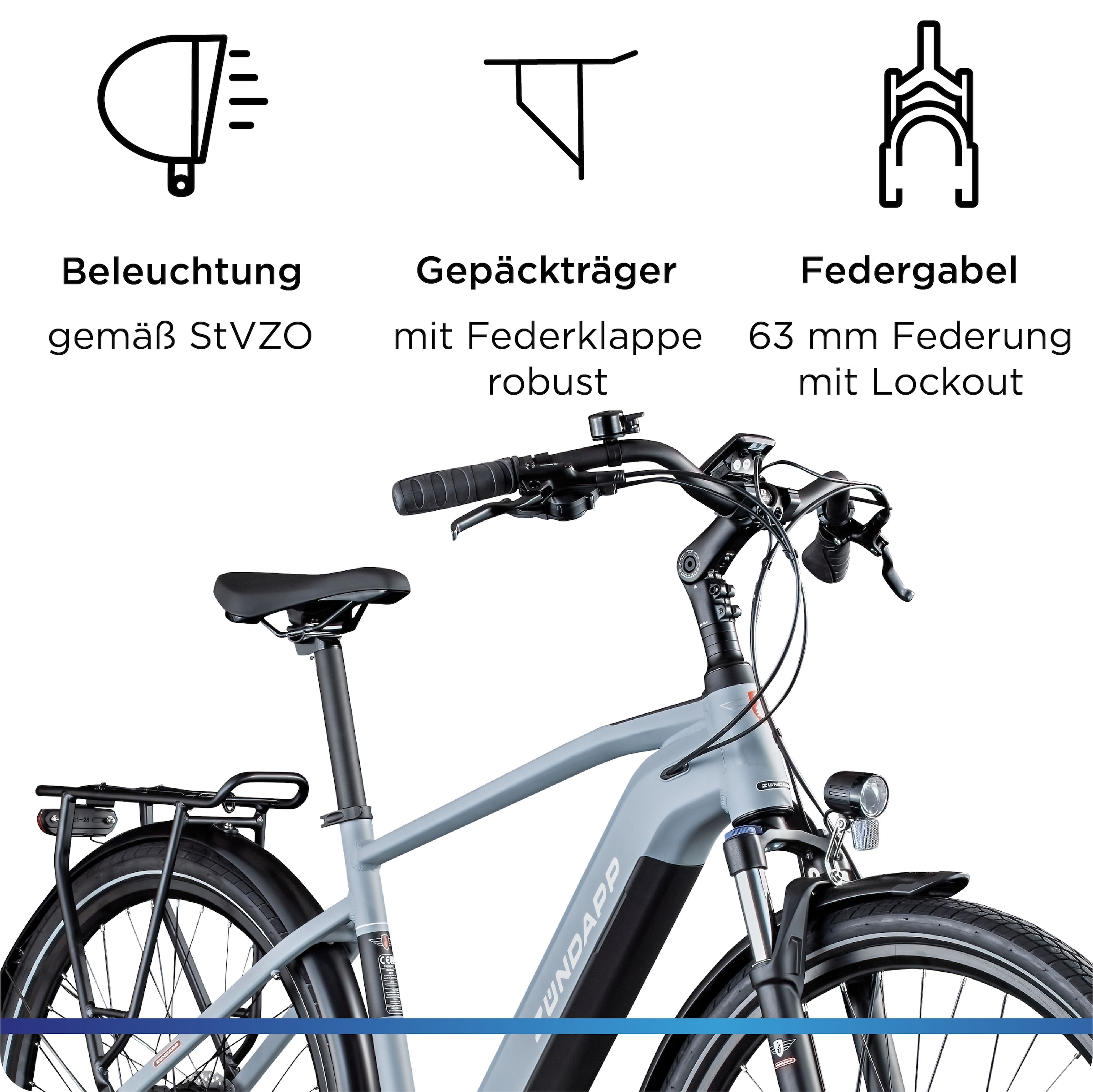 Zündapp »Z810« 24 Gang Shimano Altus RD-M310 Schaltwerk Kettenschaltung Heckmotor 250 W Pedelec, Elektrofahrrad für Herren