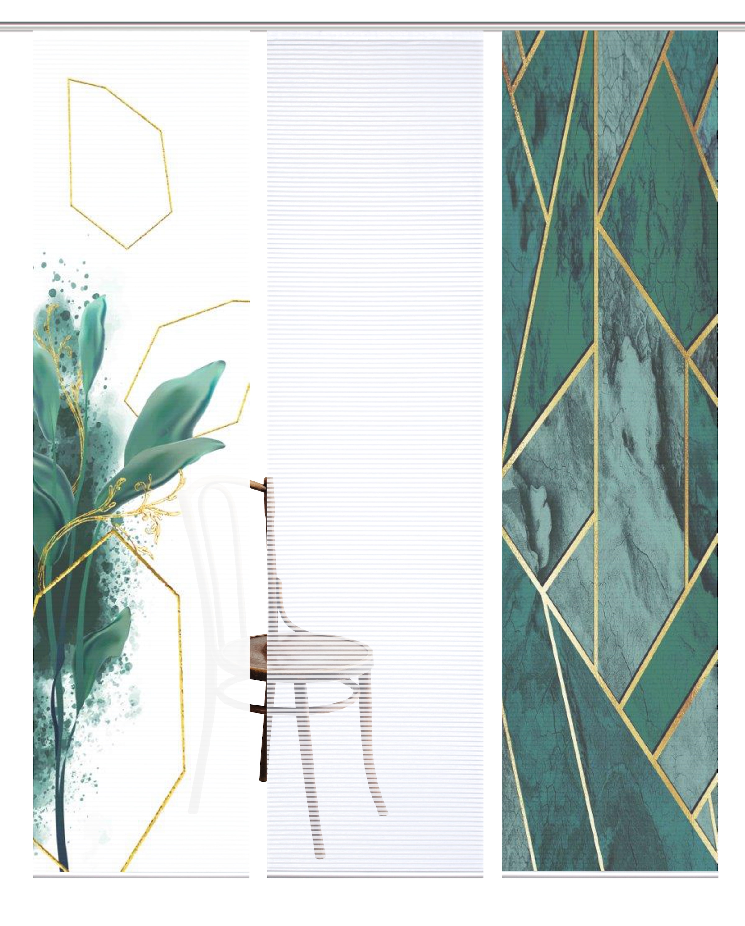 HOME in green Schiebegardine »SIGNUM« Paneelwagen 3 Stk. tlg. SET DIGITALDRUCK,BAMBUSOPTIK RECYCELT