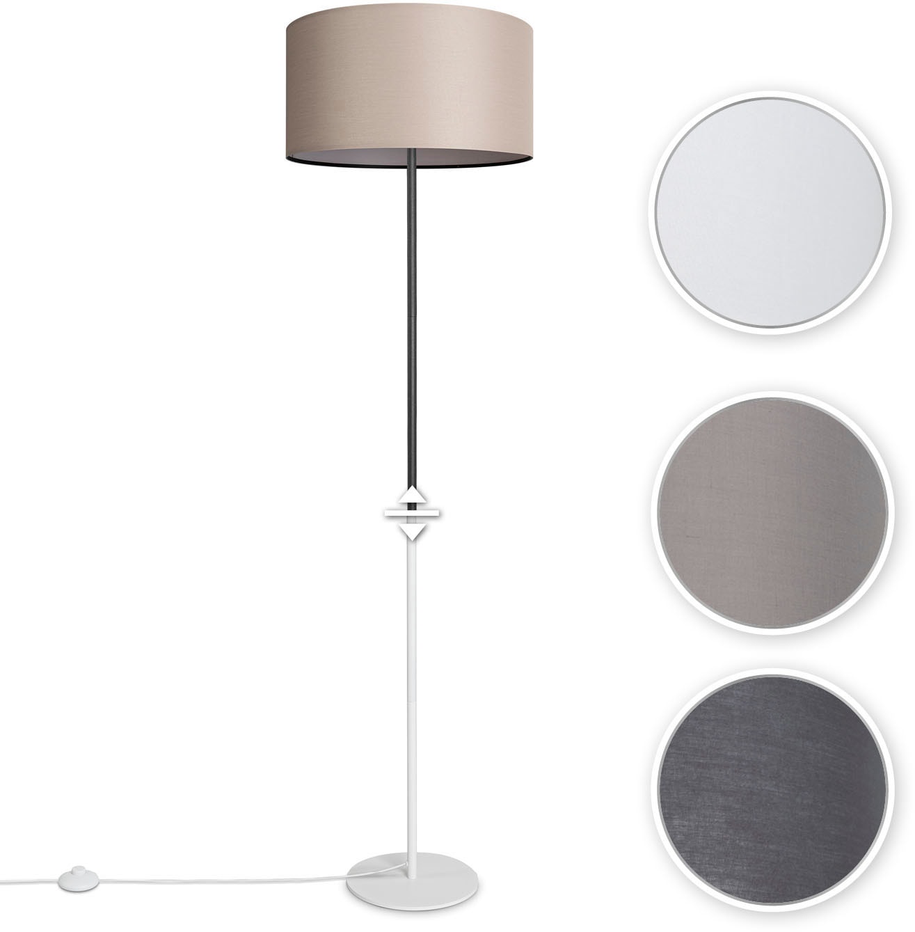 Paco Home Stehlampe »Uni Color«, 1 flammig, Leuchtmittel E27 | ohne Leuchtmittel, LED Modern Wohnzimmer Schlafzimmer, Einbeinig, Deko Stehleuchte E27