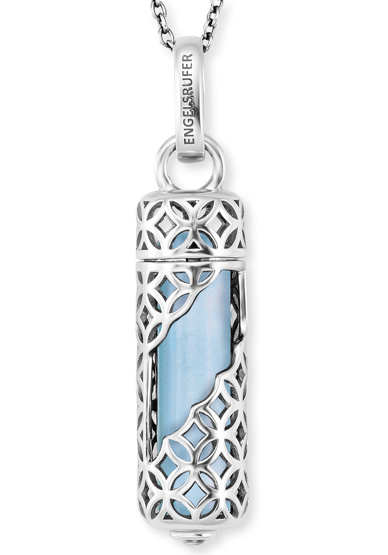 Angel Whisperer Silver Blue Agate Healing Stone Necklace ERN-HEAL-BA-M