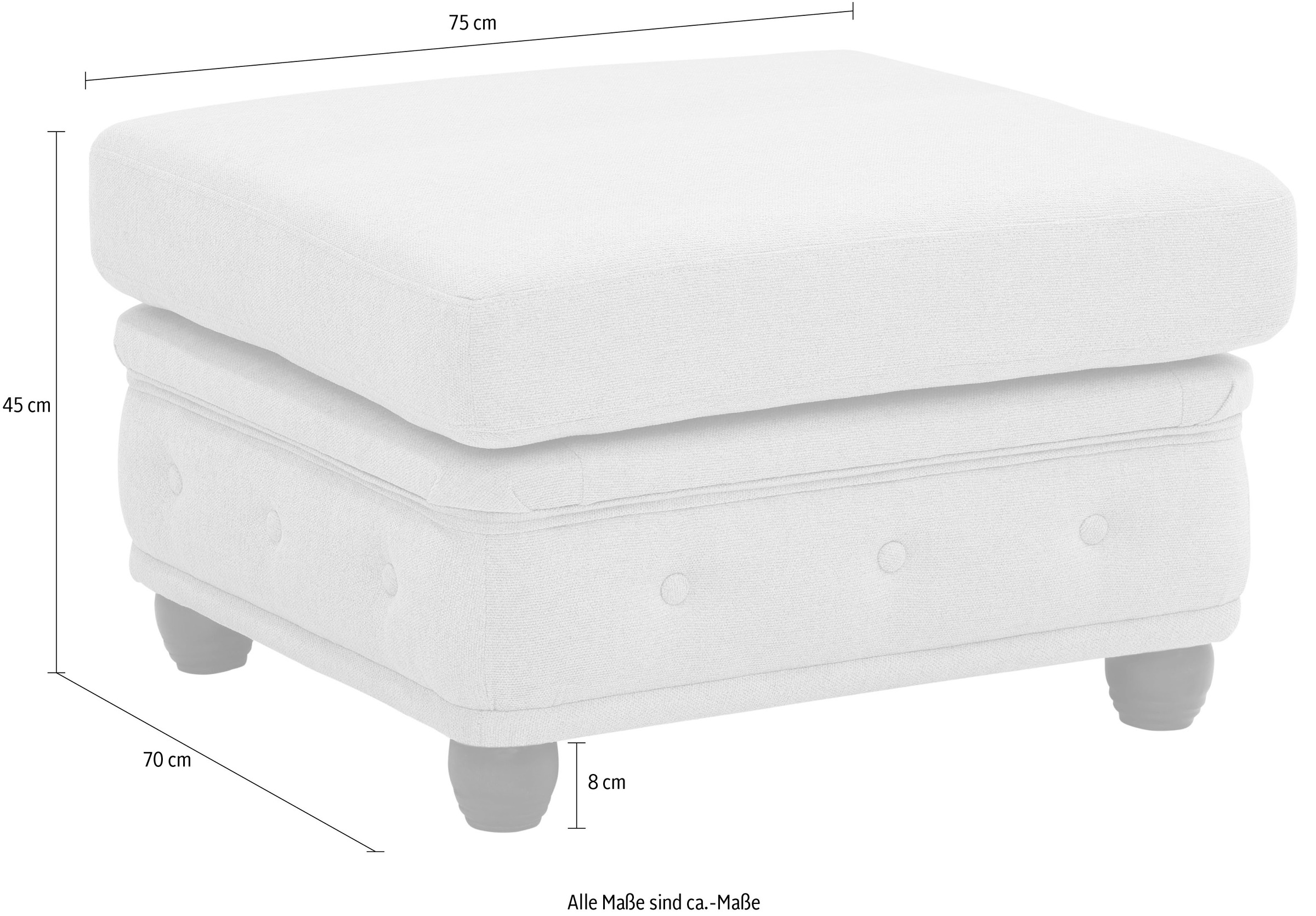 Home affaire Polsterhocker »New Castle«, passend zur "New Castle"-Serie, B/T/H: 75/70/45 cm