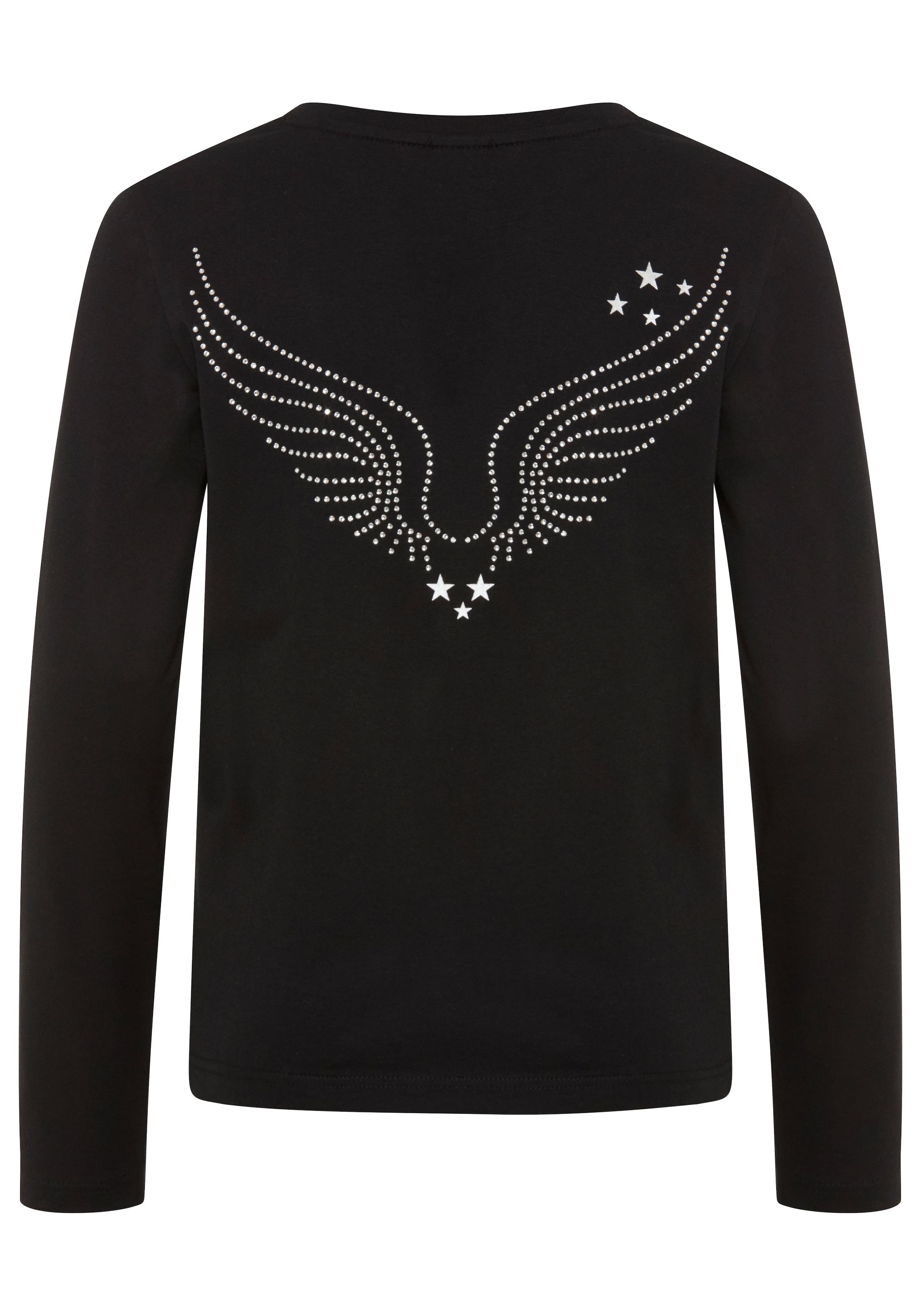 Bruno Banani Langarmshirt »Shirt mit Strass-Stein Applikation« langärmlig, hüftlange Basic-Passform, für Alltag und Streetwear