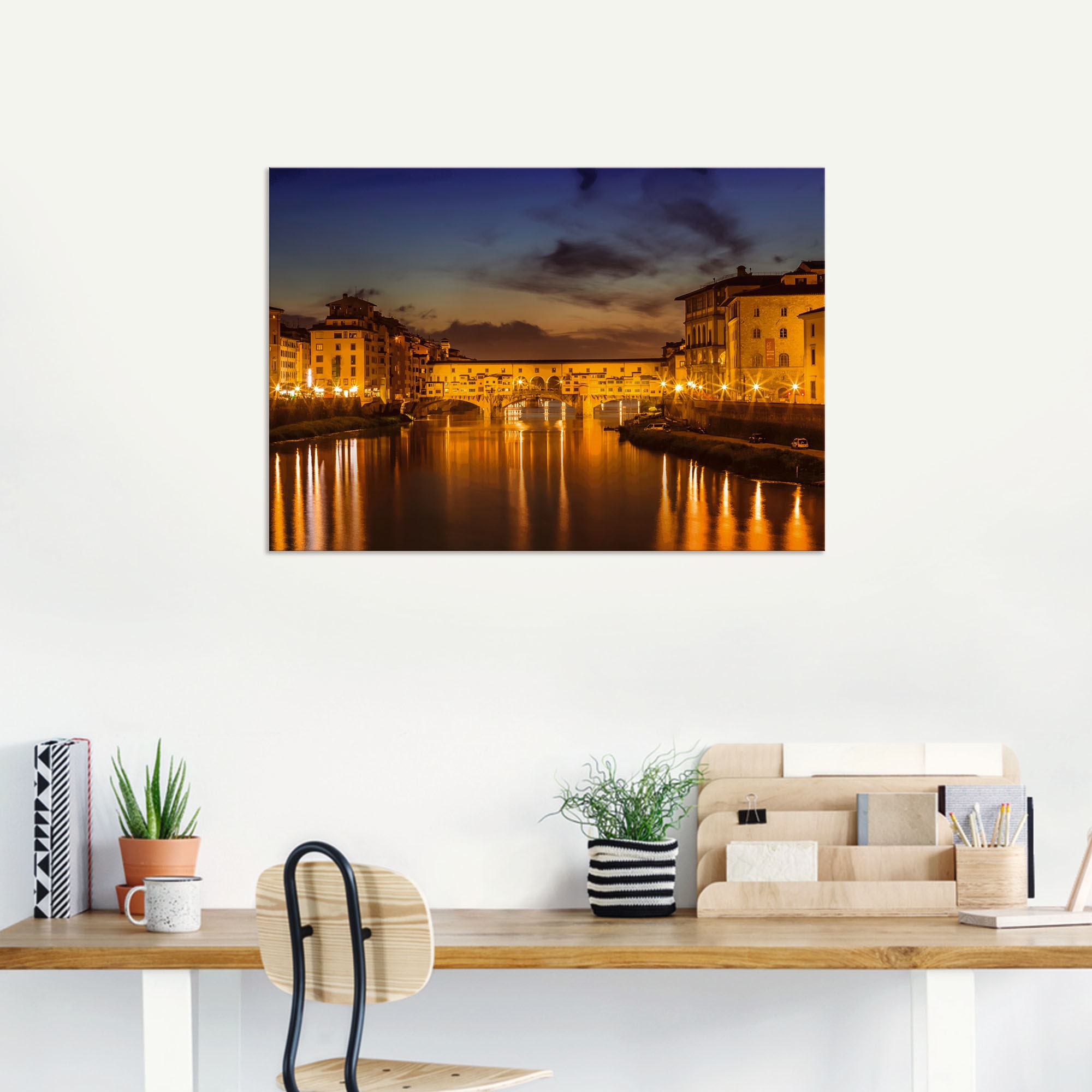 Artland Wandbild »FLORENZ Ponte Vecchio am Abend«, Florenz, (1 St.), als Alubild, Outdoorbild, Leinwandbild in verschied. Größen