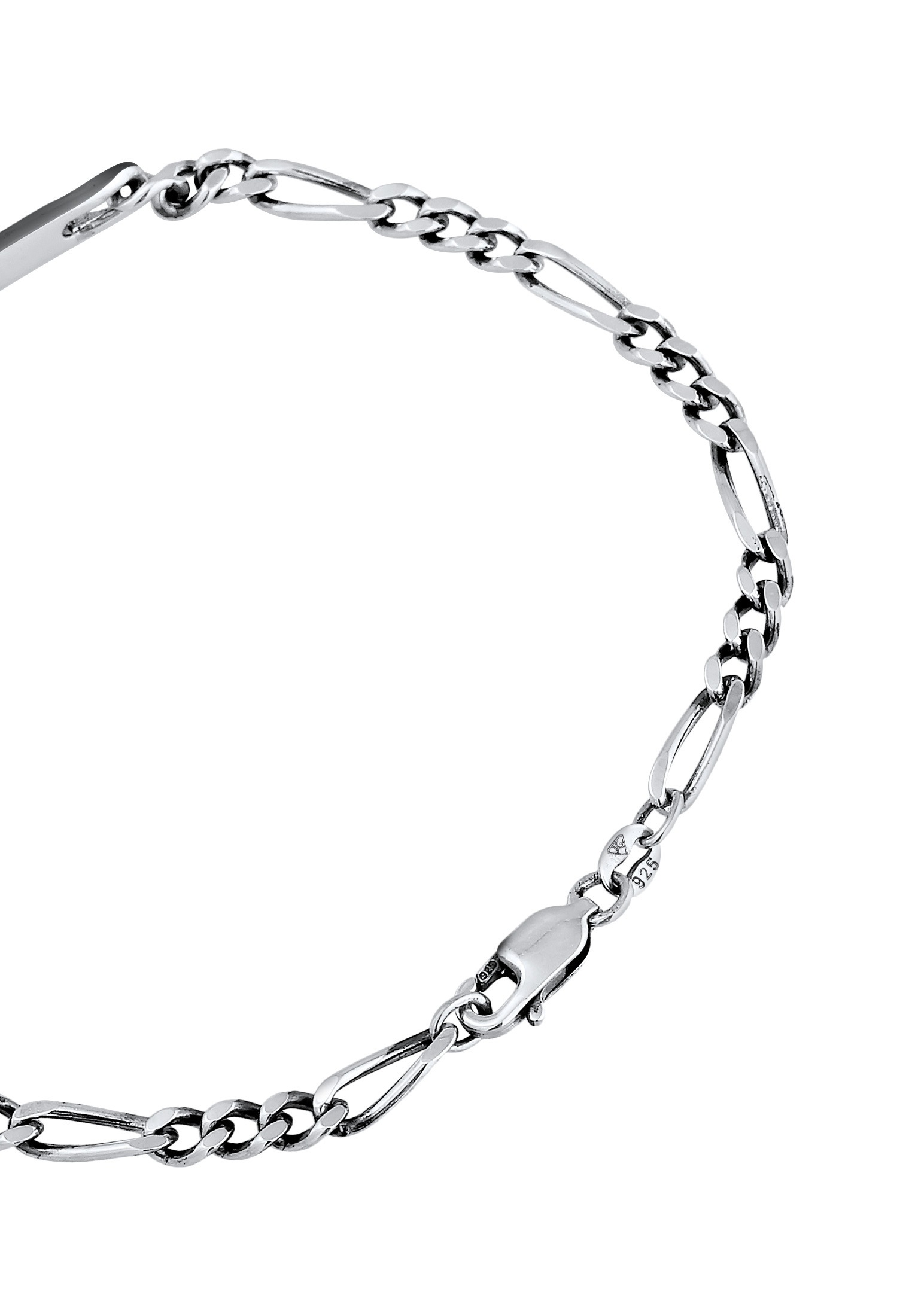 Kuzzoi Armkette »Armband Herren ID Platte Figaro Klassisch 925 Silber«