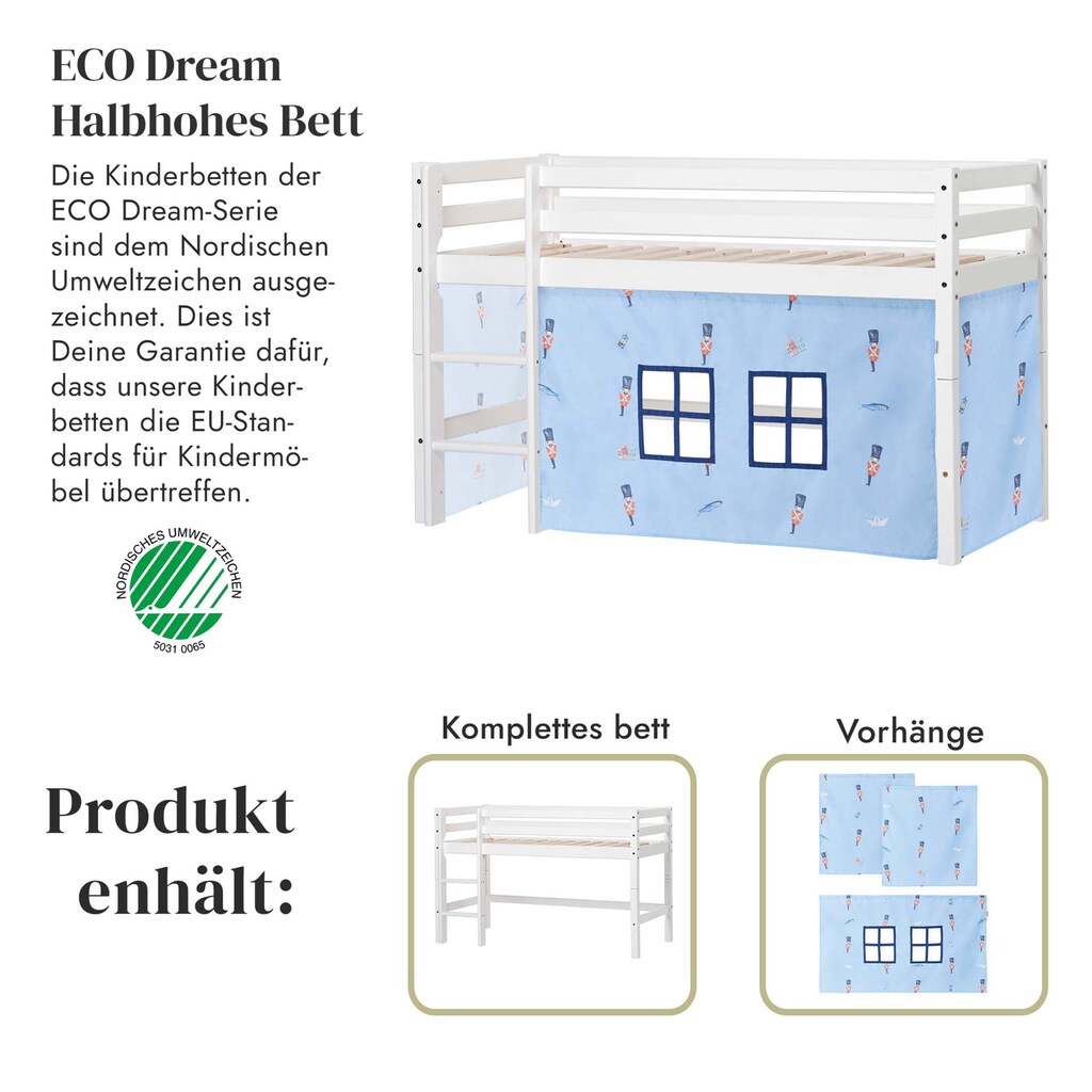 Hoppekids Spielbett »ECO Dream«, Massivholzbett mit Zinnsoldat-Vorhang, Matratze & 2 Größen wählbar