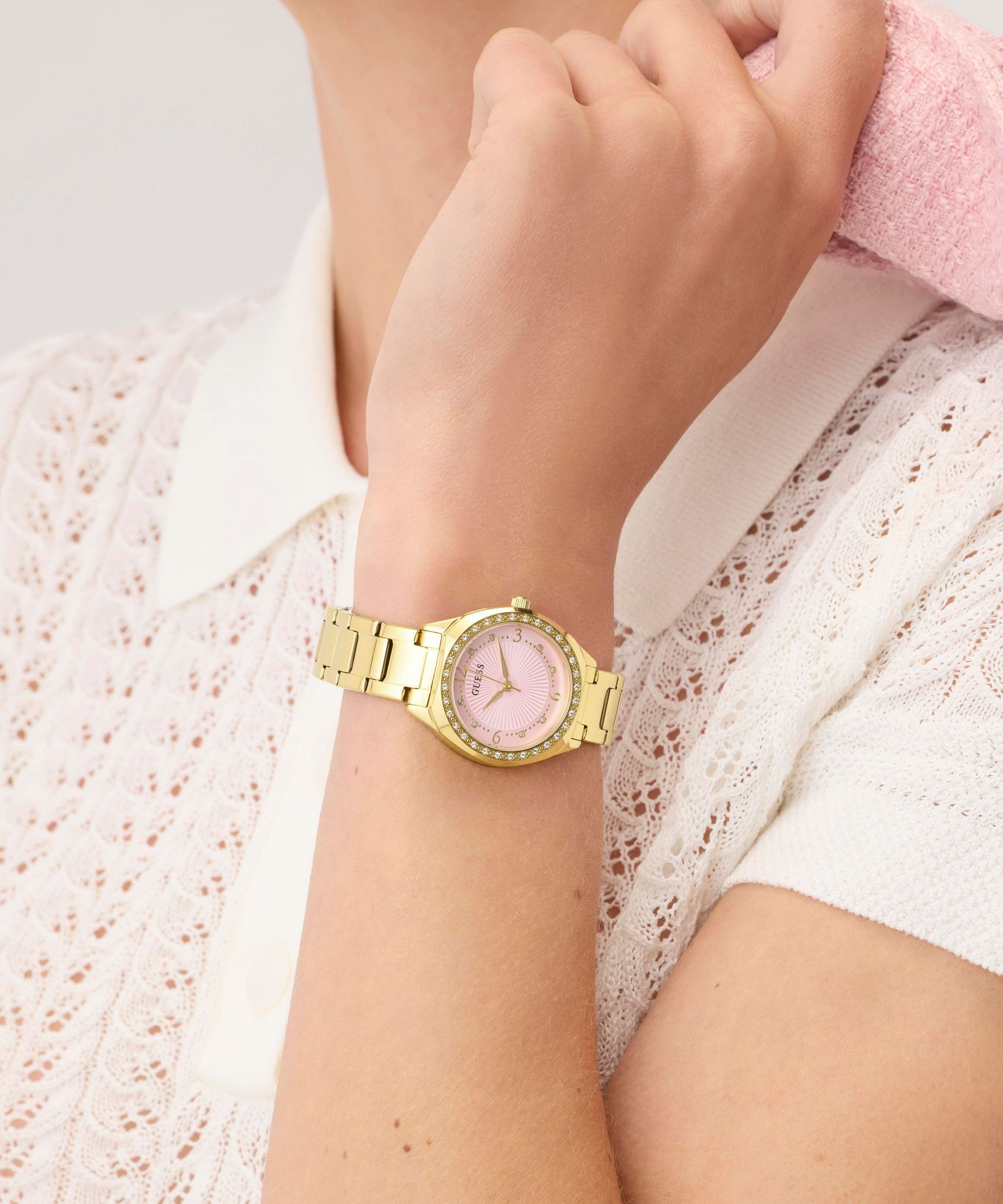 Guess Quarzuhr »GUESS-CHARLOTTE« Armbanduhr, Damenuhr, Edelstahlarmband, analog
