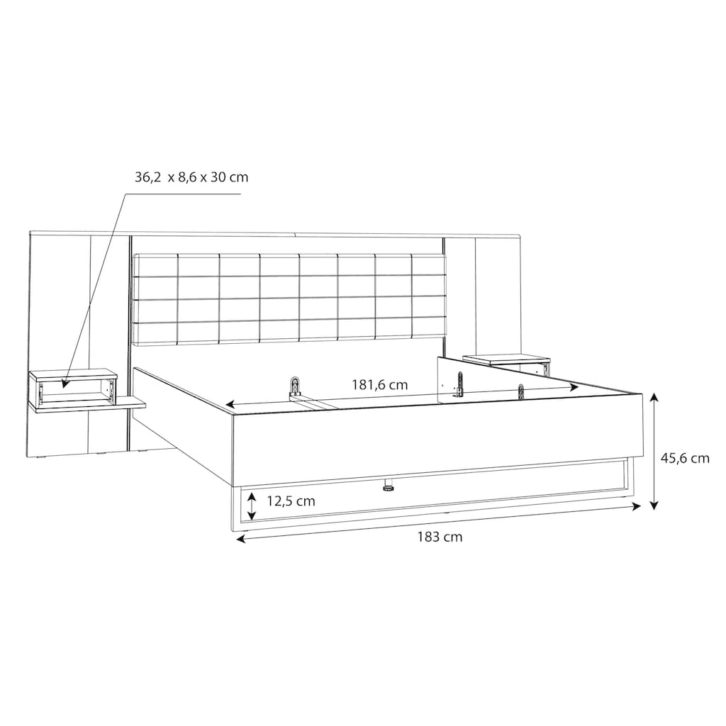 FORTE Bettgestell »Fotyna«, inklusive 2 Nachttische