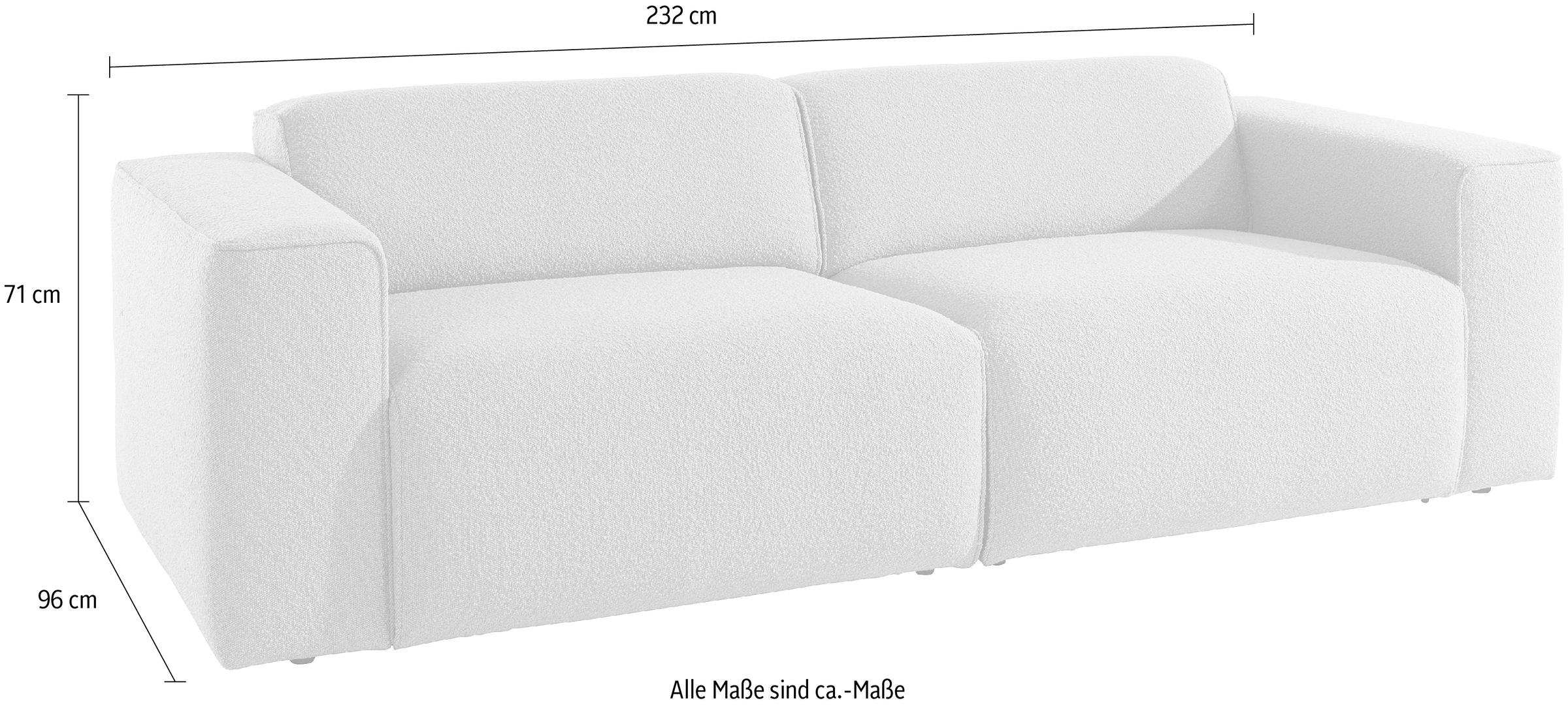 andas 3-Sitzer »Noord mit Kedernaht, Breite 232 cm«, Cord, Struktur, Webstoff, mit Wellenunterfederung, Massivholzrahmen