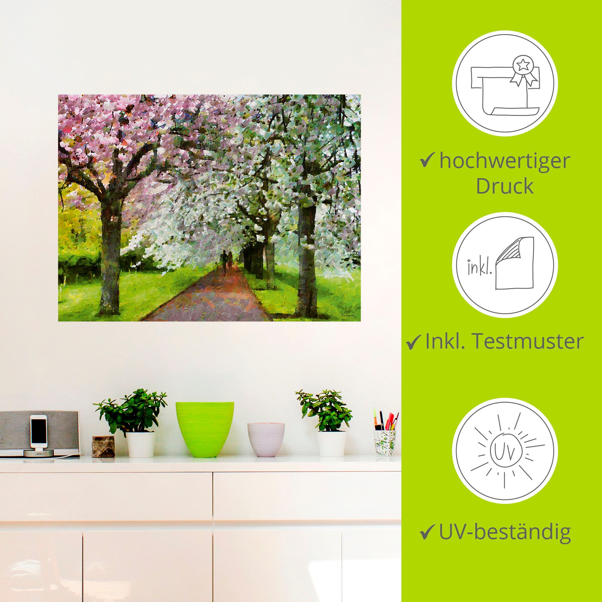 Artland Wandbild »Blühende Kirschen«, in Größen oder Leinwandbild, versch. Raten Baumbilder, bestellen St.), auf Poster (1 als Wandaufkleber Alubild