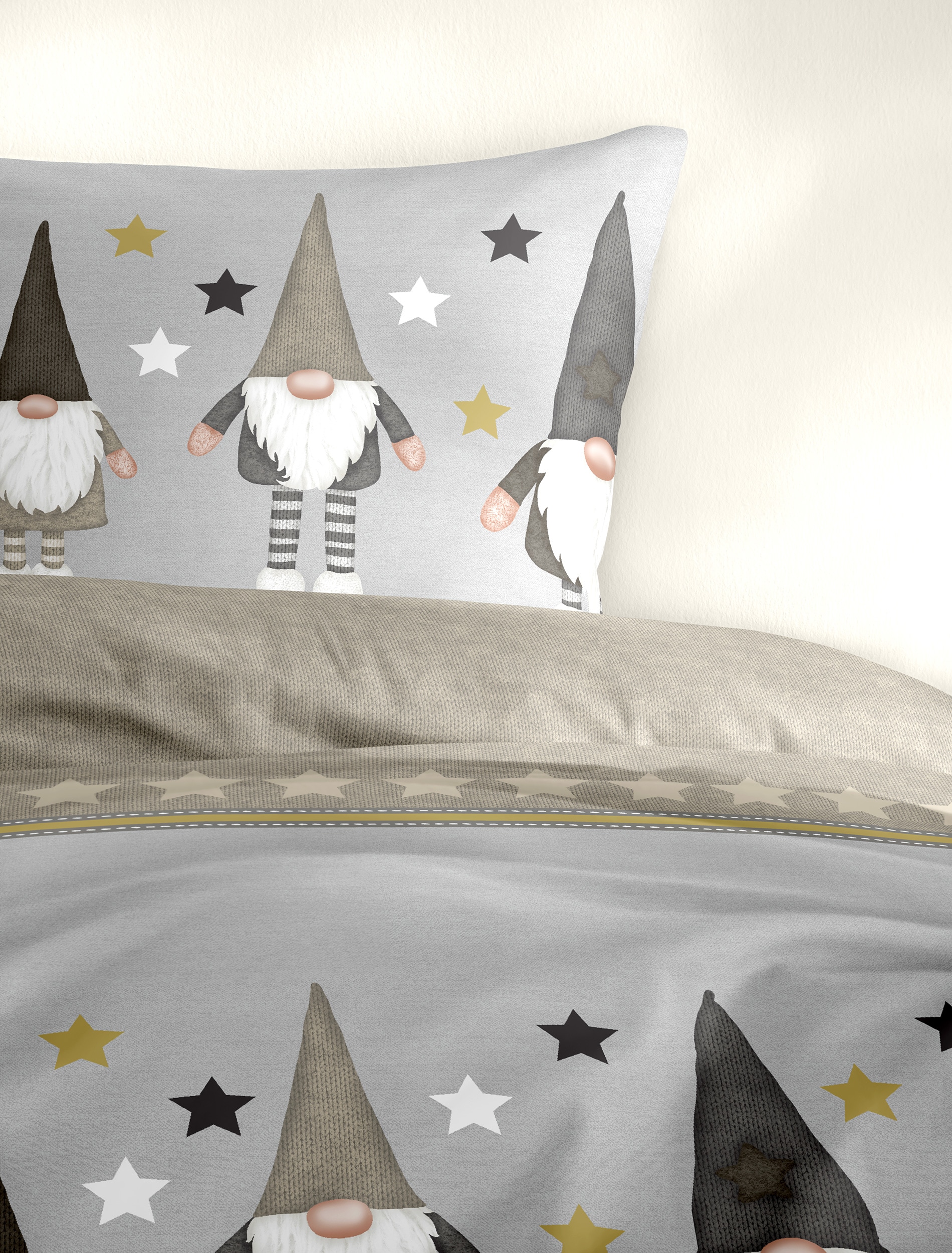 BIERBAUM Bettwäsche »4104« 2 Stk. Mako-Satin und Biber, 100% Baumwolle, pflegeleicht, kuschelig weich