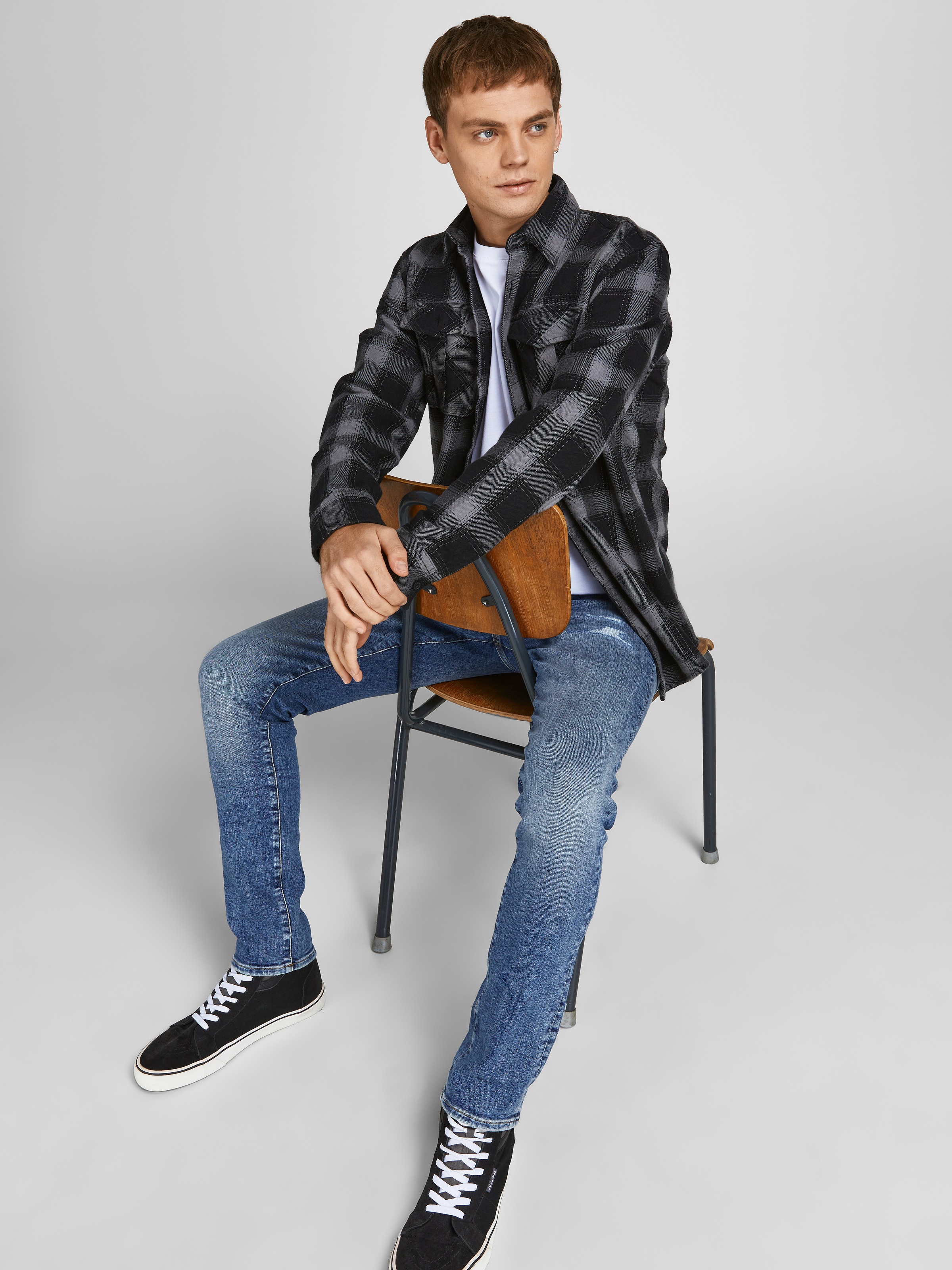 Jack & Jones Slim-fit-Jeans »JJIGLENN – Jeans mit Gürtelschlaufen und Used-Waschung« Used, modisch, slim fit, Denim/Jeans