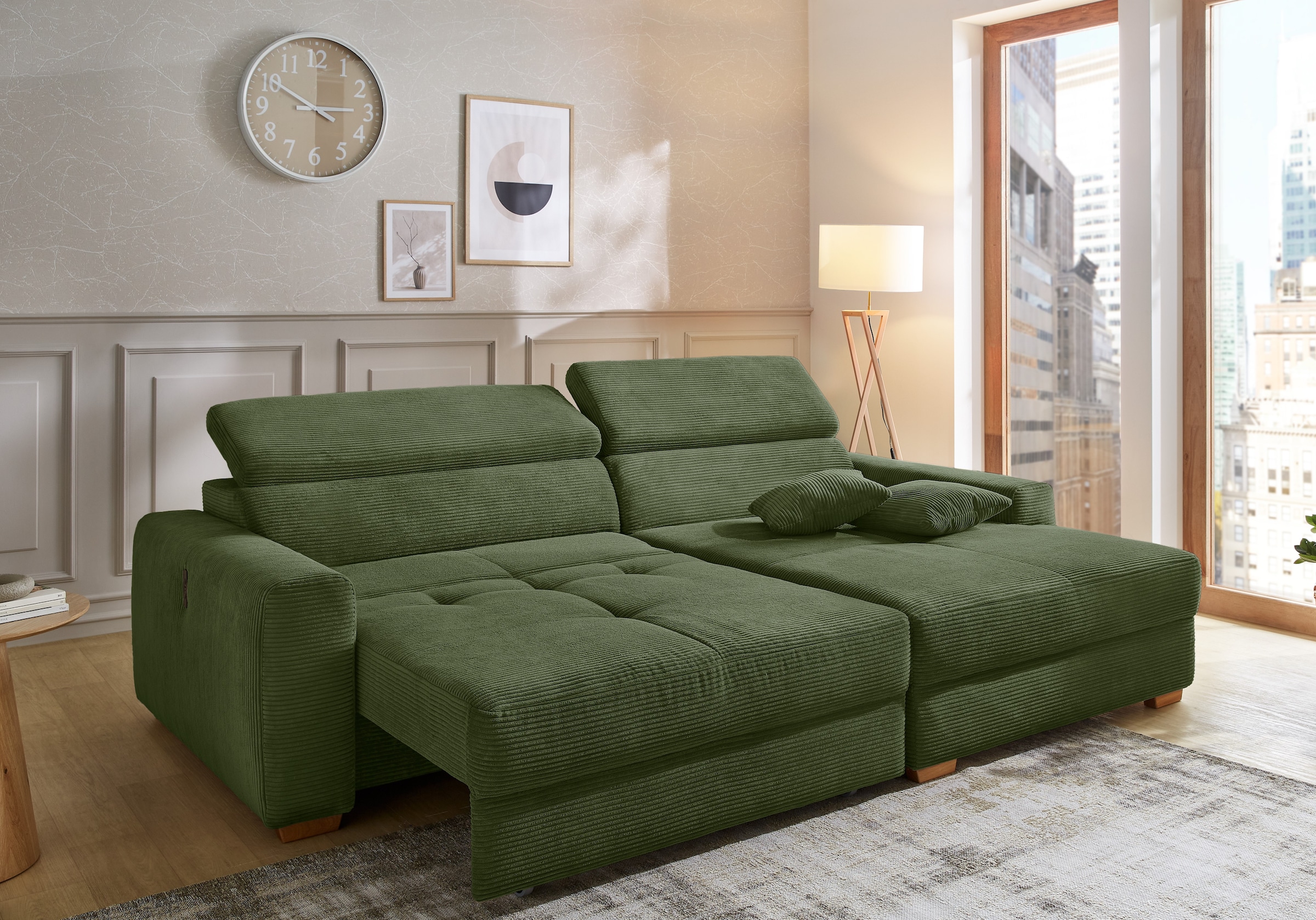 Jockenhöfer Gruppe Ecksofa »Slider, L-Form, 140kg Belastbarkeit je Sitzplatz«, elektromotorische Sitztiefenverstellung,USB-Ladeports,mit Kopfstützen